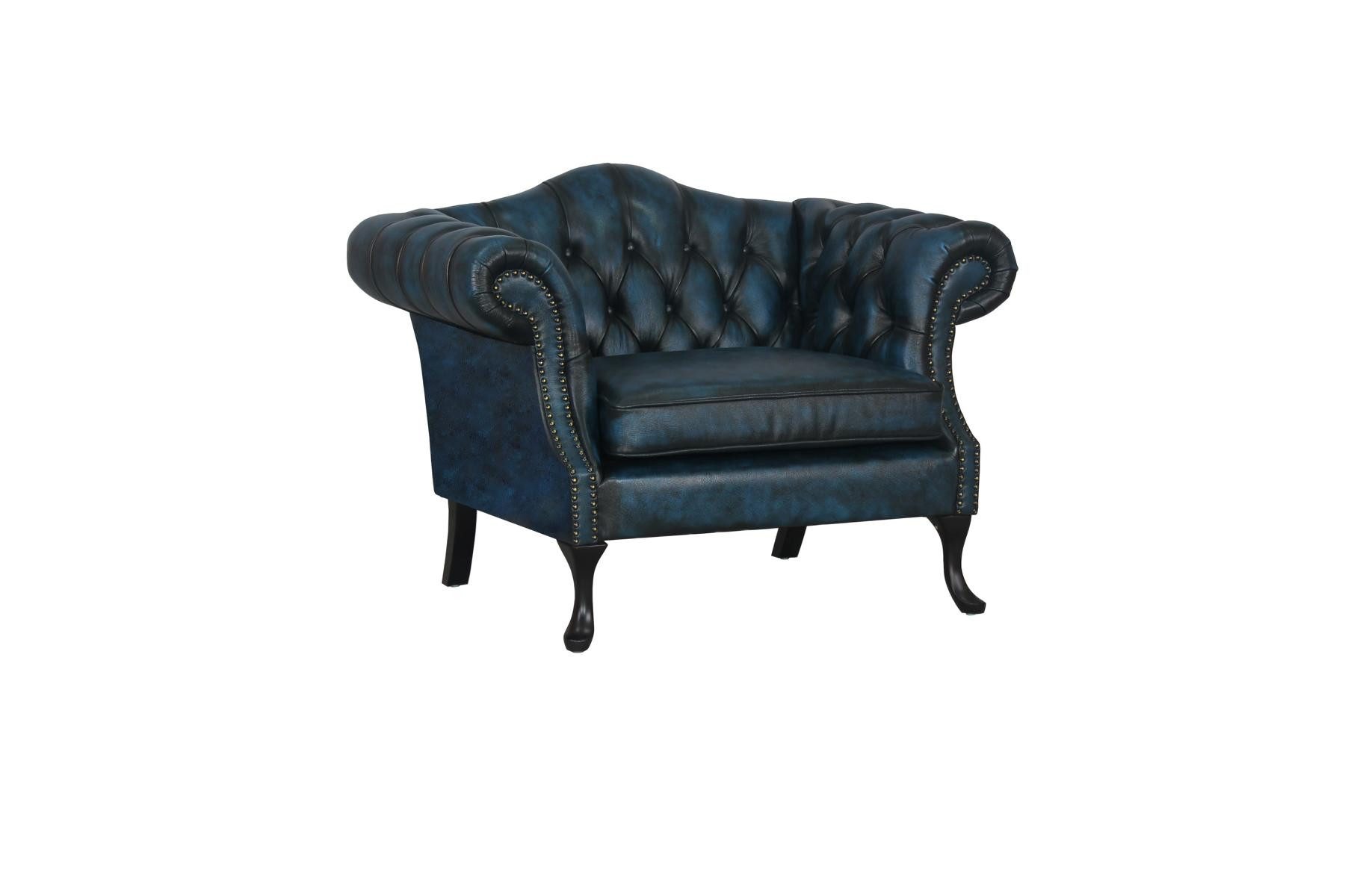 Salottini Chesterfield-Sessel Edler Chesterfield Ohrensessel Piccadilly Ledersessel Relaxsessel, Handarbeit