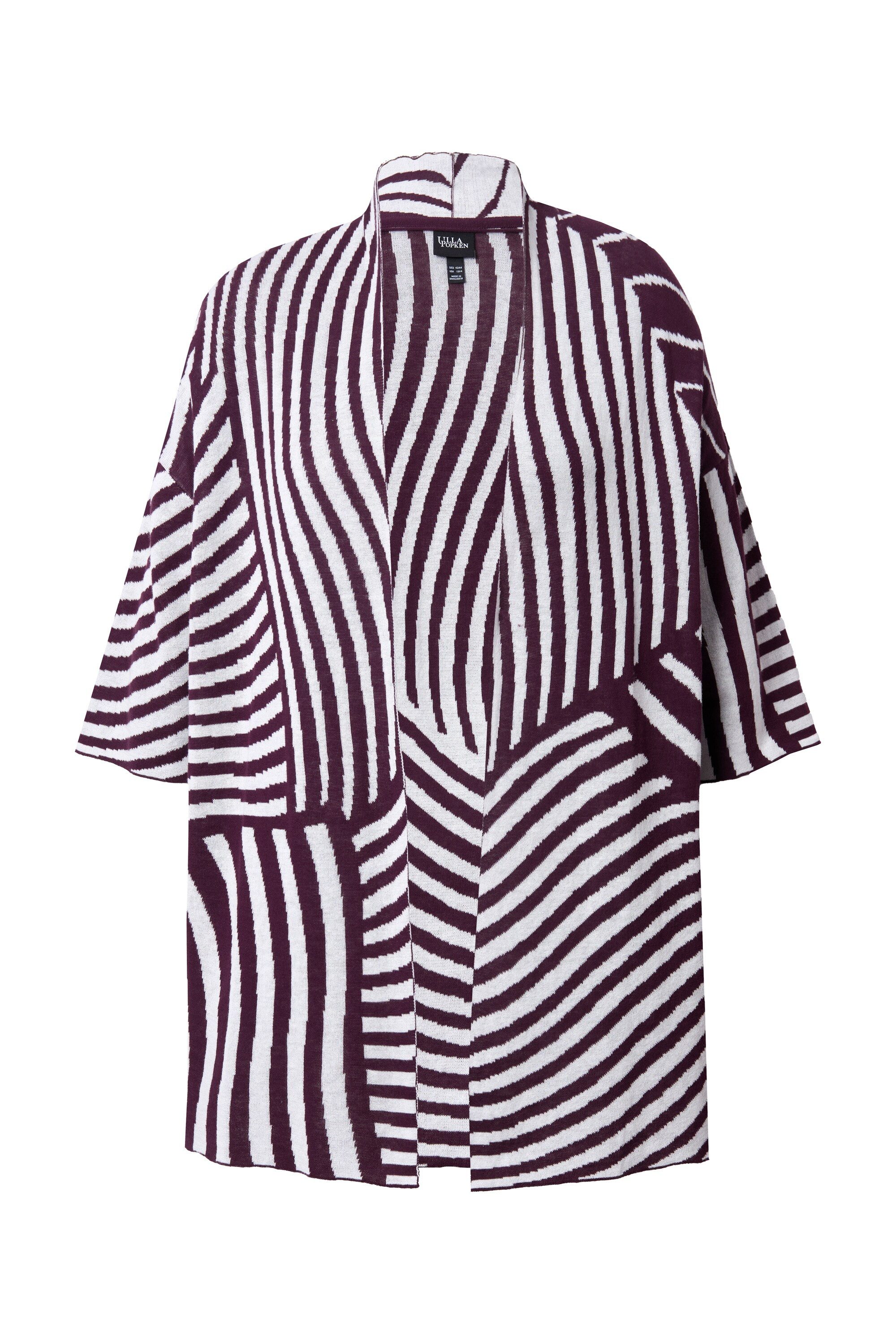 Ulla Popken Strickjacke Strickjacke Jacquard-Feinstrick Stehkragen Halbarm – Bild 2 von 4