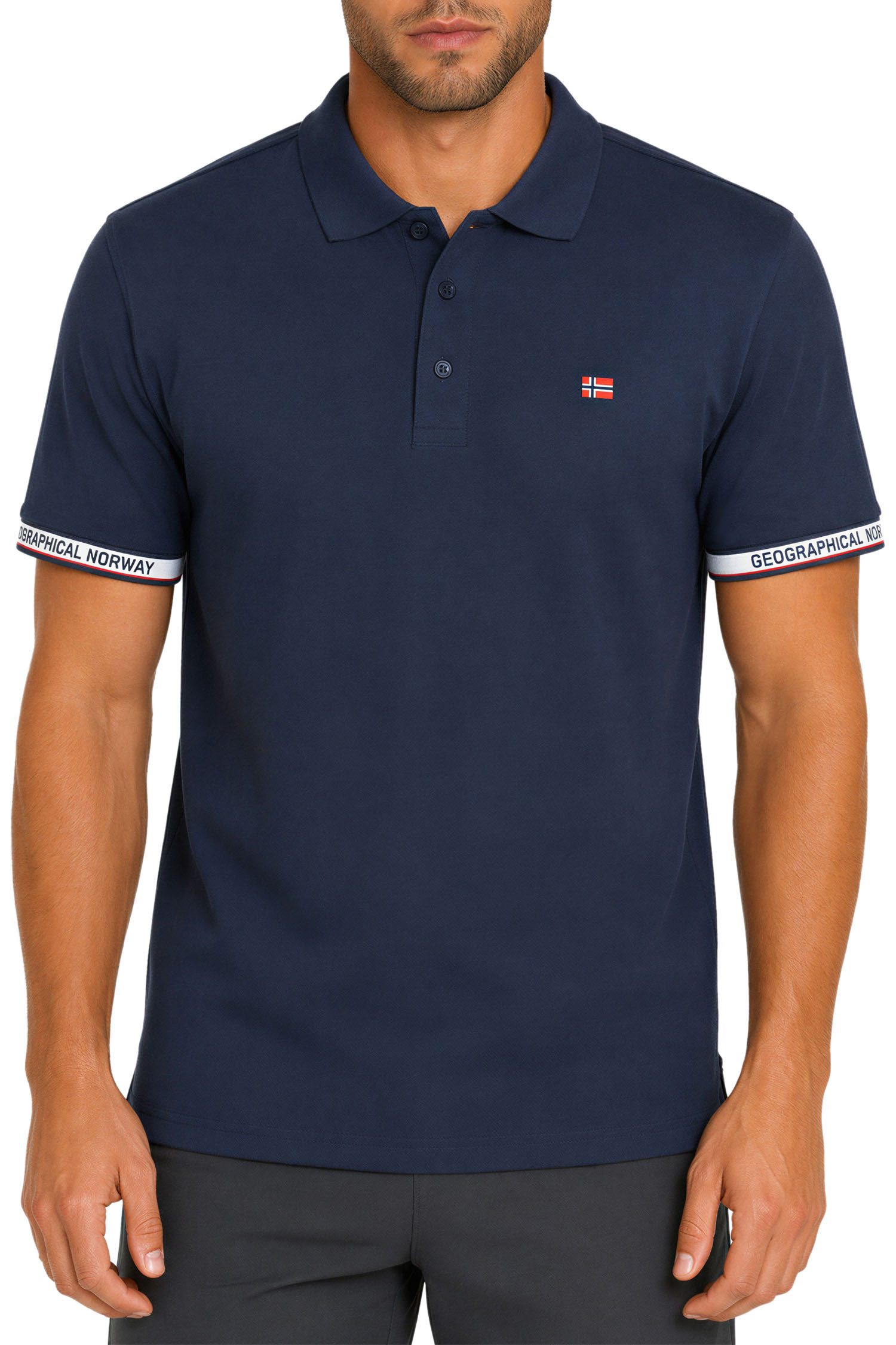 Geographical Norway Poloshirt Herren Regular Fit Polohemd bakoliar men mehrfarbig XL Bedruckte Ärmelabschlüsse mit Markenprint
