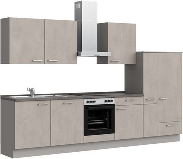 nobilia® Küchenzeile "Riva basic", vormontiert, Ausrichtung wählbar, Breite 330 cm, mit E-Geräten