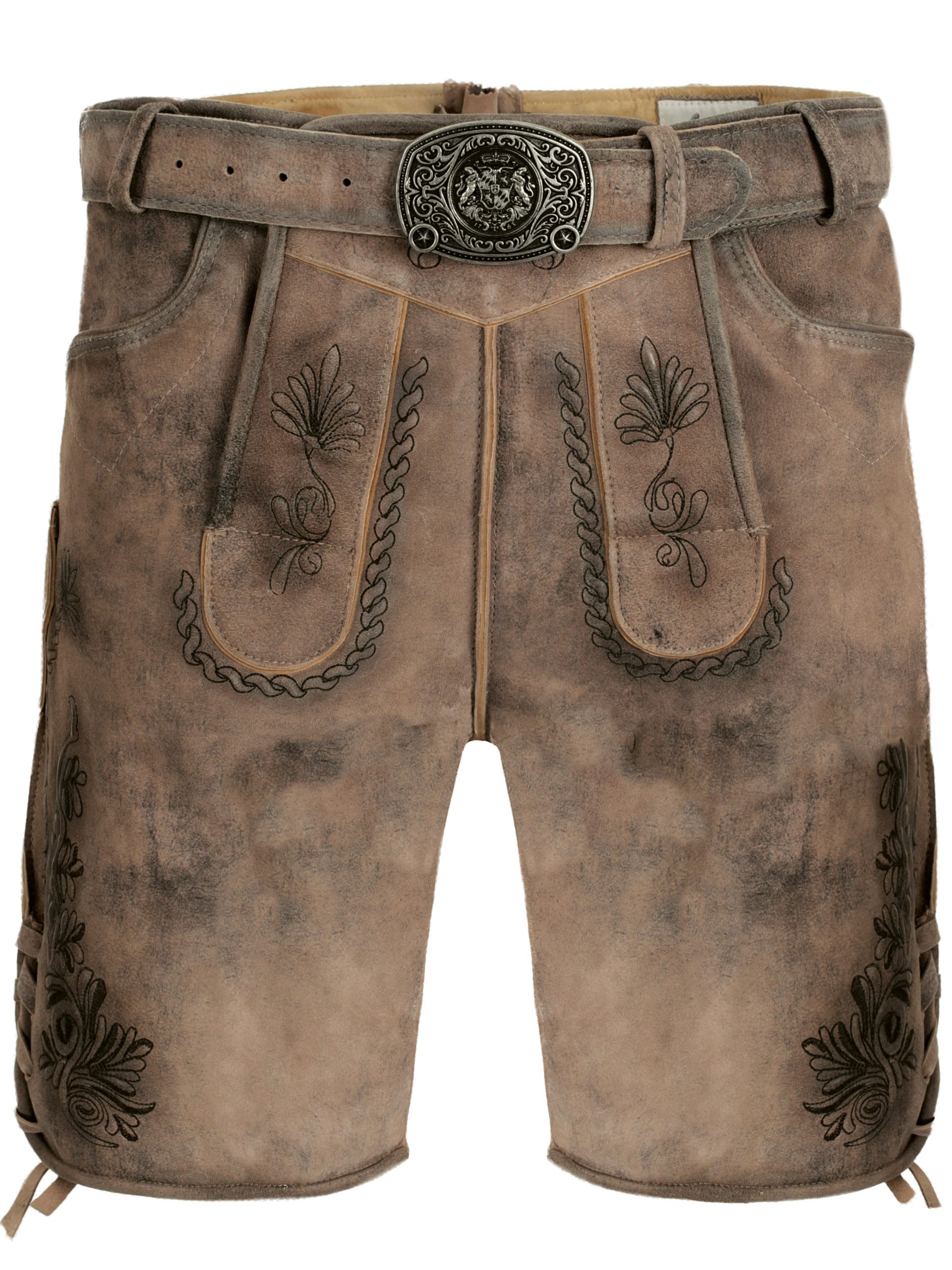 FUCHS Trachtenlederhose Trachtenlederhose Herren kurz Sand-Braun Echtleder Oktoberfest (1-tlg)