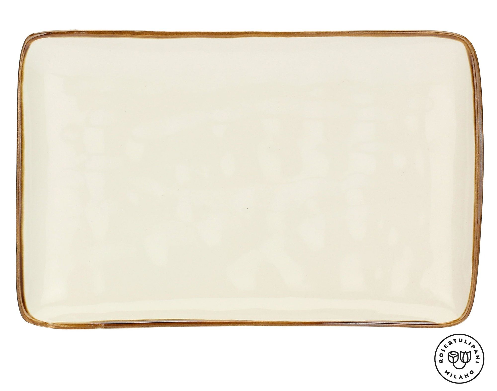 Servierteller Servierplatte rechteckig Avorio 20x13cm, Steingut Steingut, & Tulpani mikrowellengeeignet (1-tlg), Teller Platte Rose