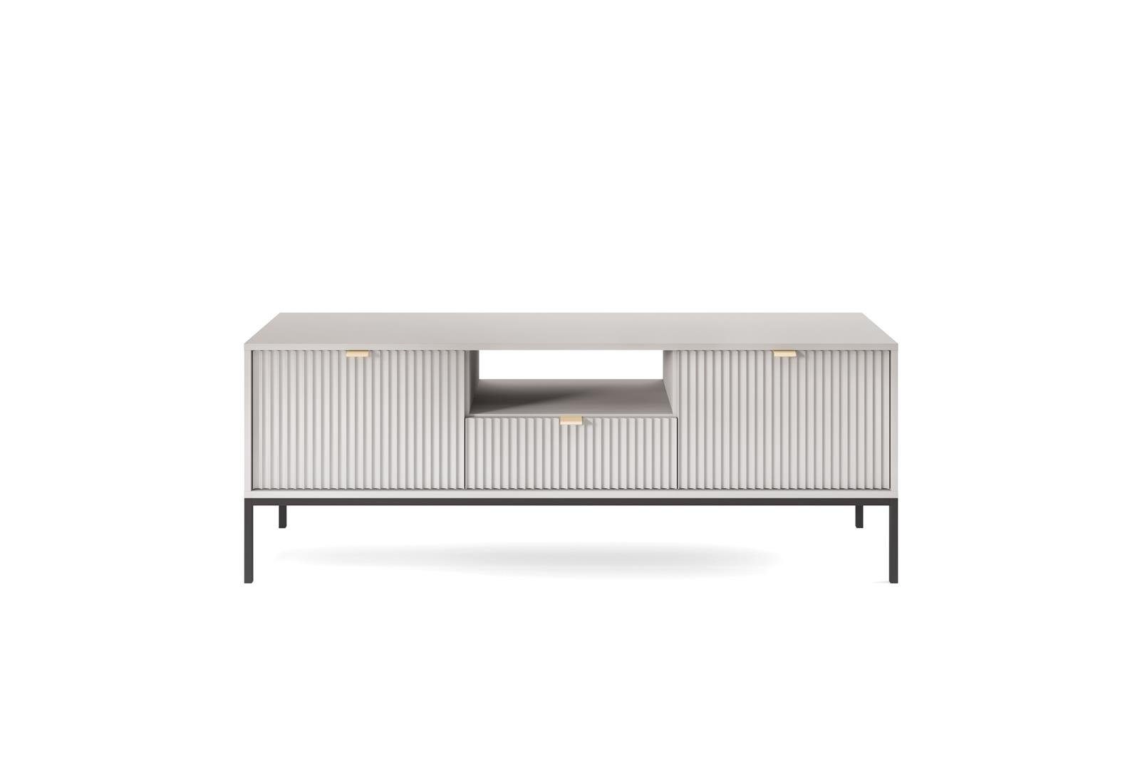 Beautysofa TV-Schrank Novia (Metallgestell, Grau Stil Weiß Wohnzimmer, Lowboard für Schwarz modernes / Farbe) im 