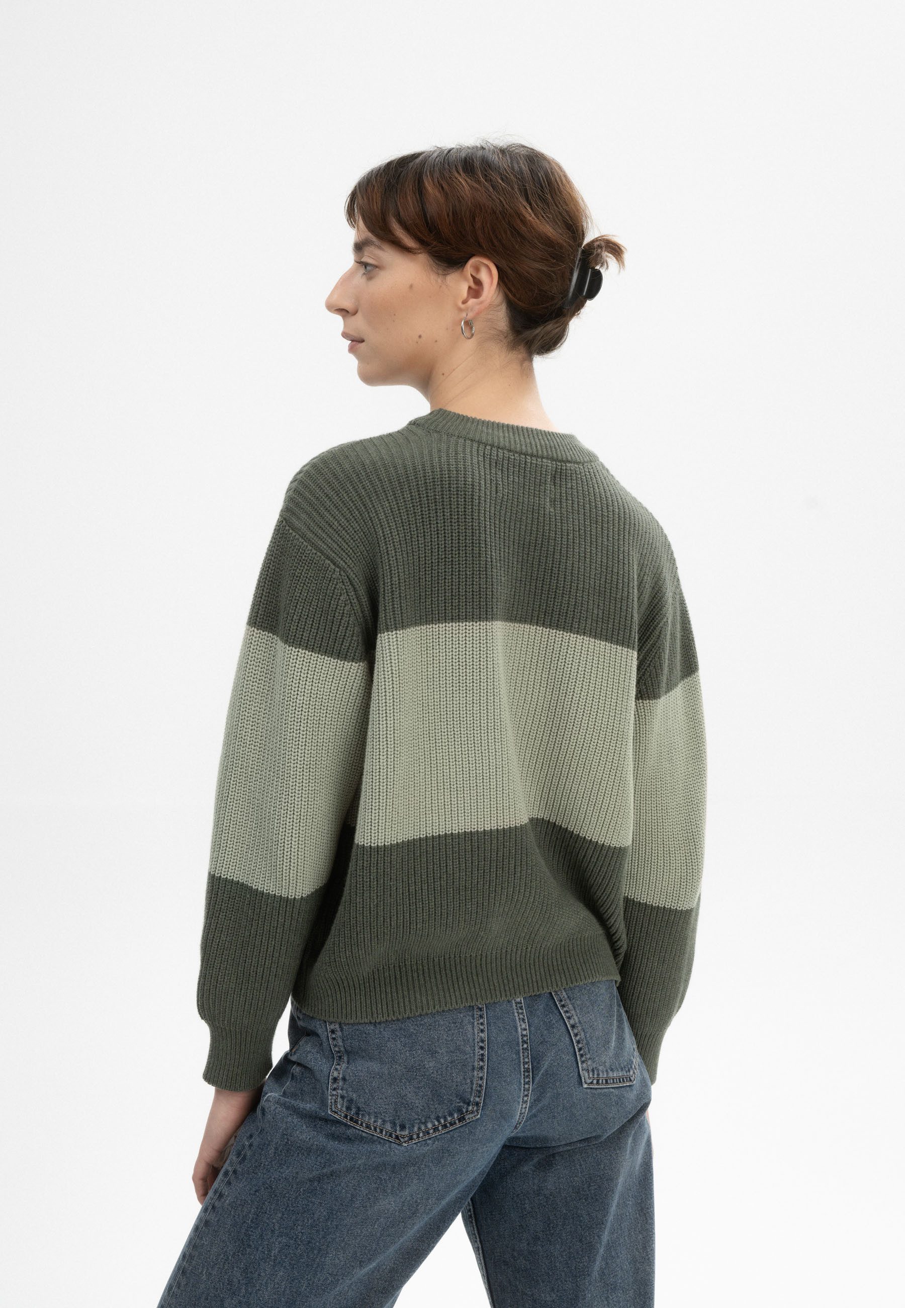 MELA Strickpullover Rippstrick Pullover Style ADAH STRIPES Gerippter Kragen günstig online kaufen