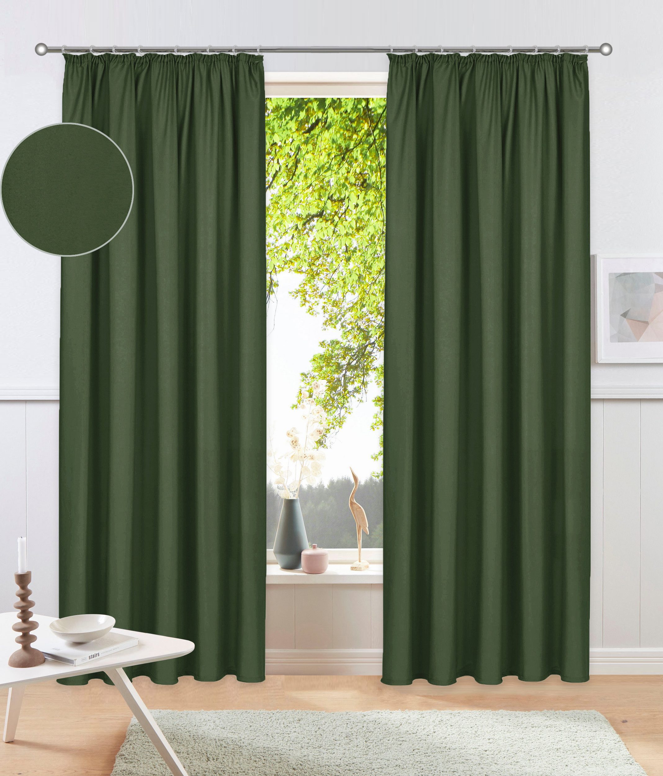 my home Vorhang Parry (2 St), Kräuselband, blickdicht, Polyester, 2-er Set, günstig online kaufen