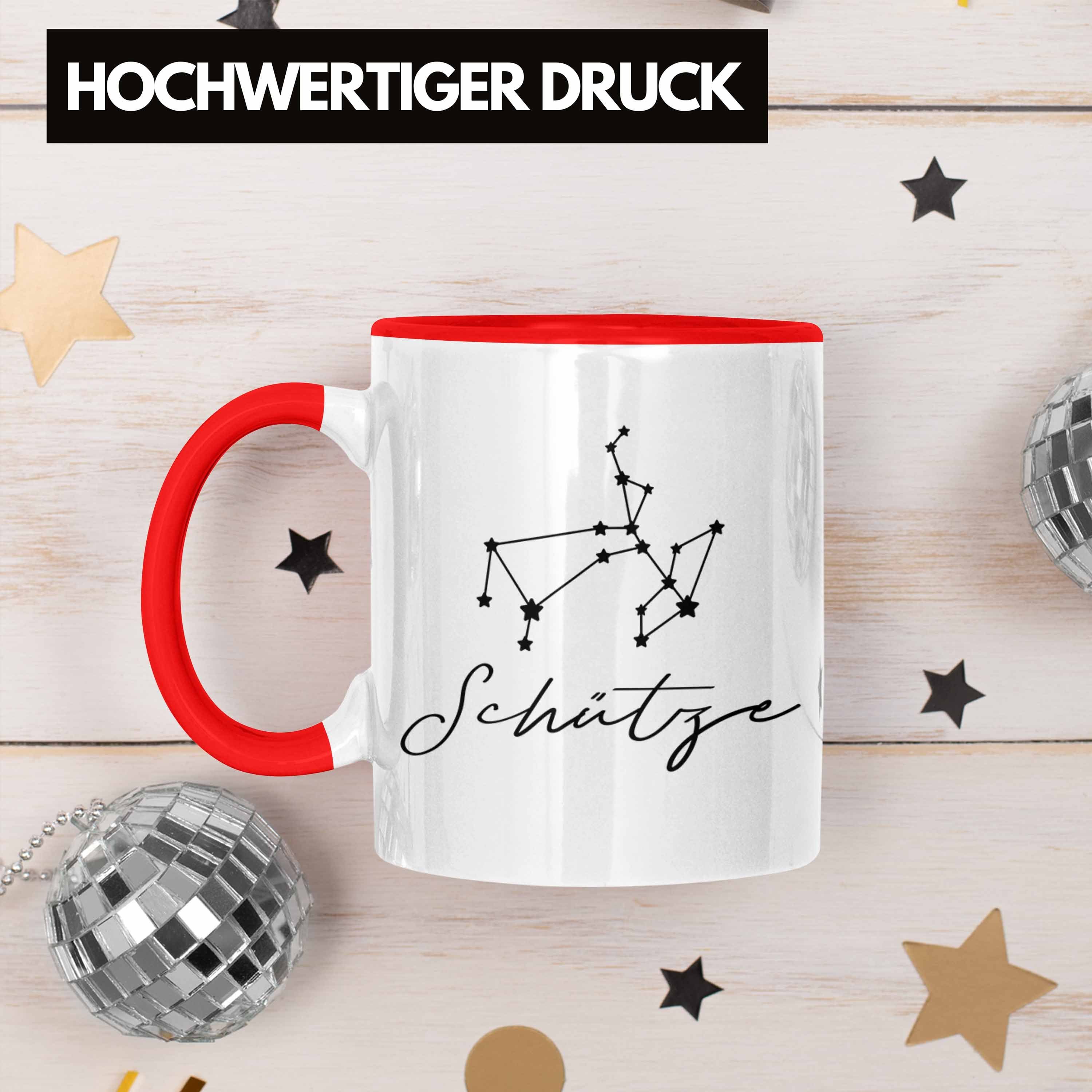 Schütze Trendation Rot Tierkreiszeichen Geschenk Horoskop Tasse - Trendation Sternzeichen Tasse