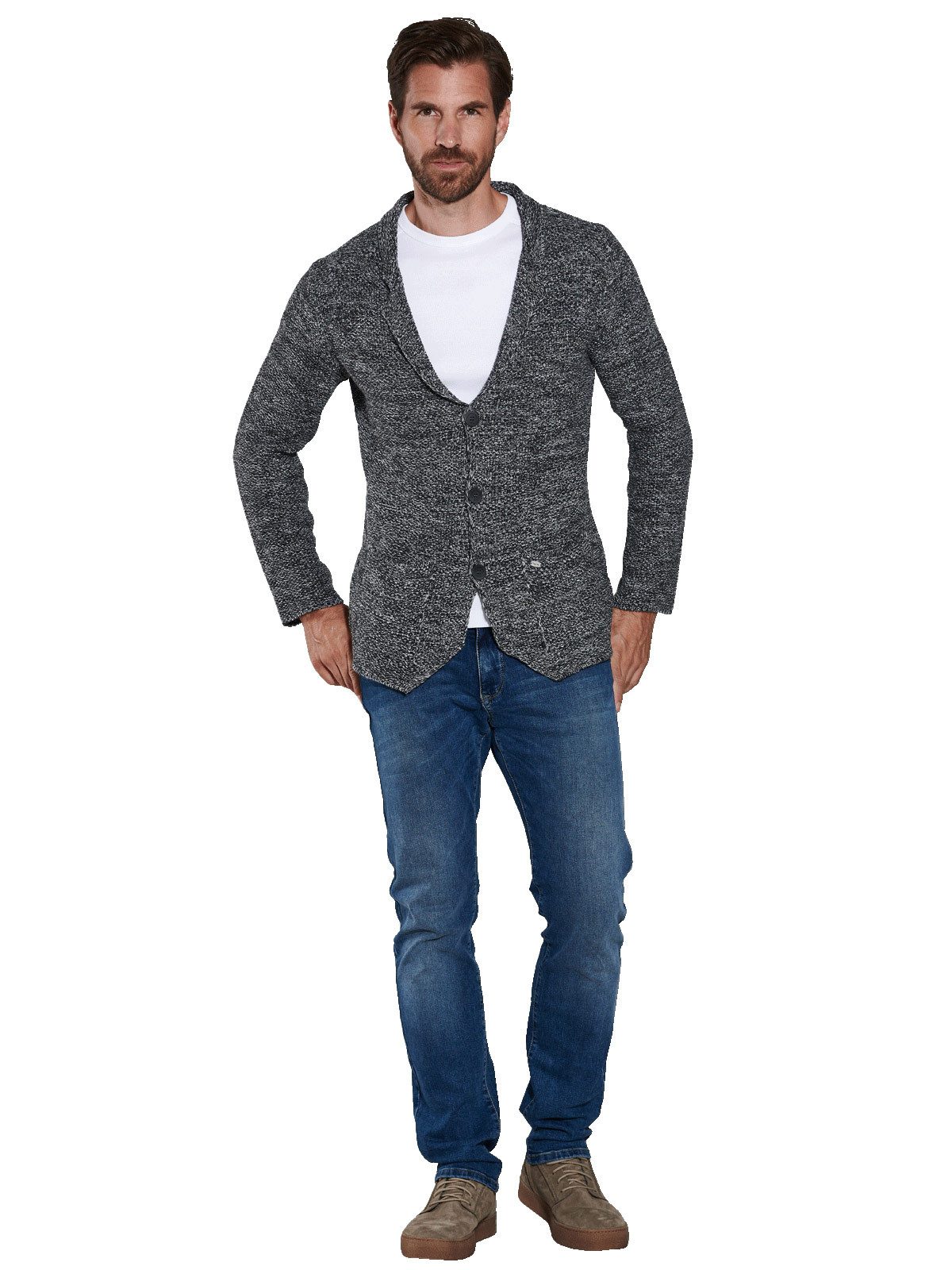 Engbers Stricksakko Herren Strick-Sakko regular, Grau