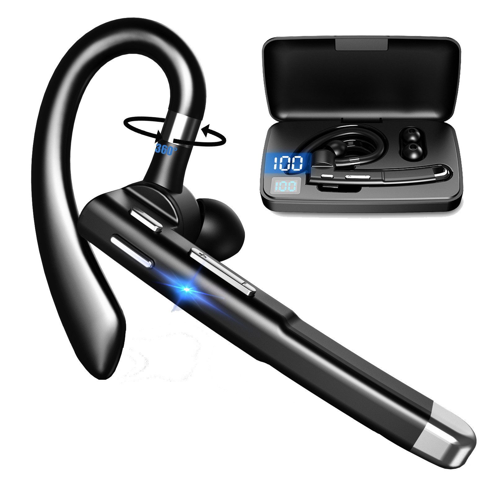 MOPUEA In-Ear-Kopfhörer Bluetooth Headset LED-Display Freisprecheinrichtung In-Ear-Kopfhörer (geeignet für Fahren/Arbeit/Geschäft, Lärmreduzierung)