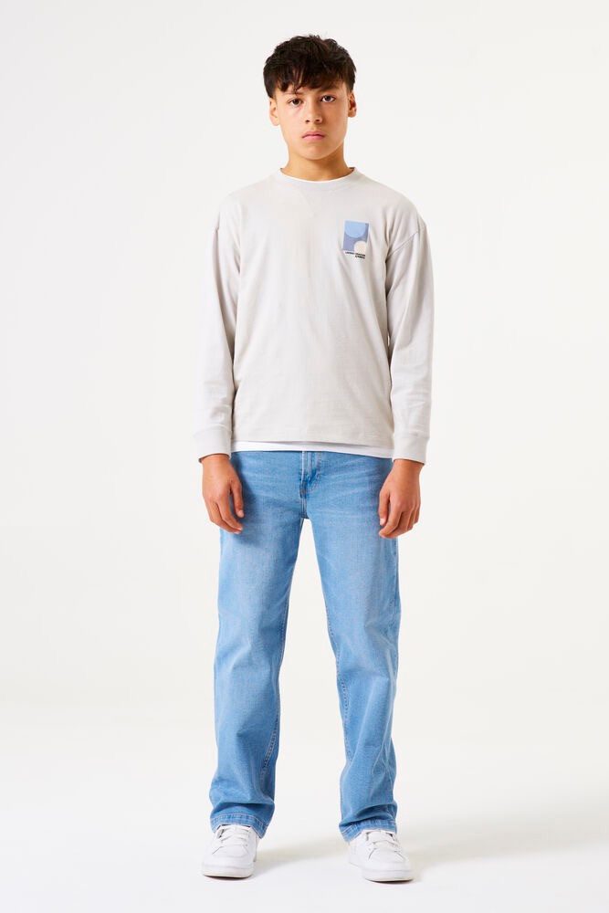 Garcia Langarmshirt Hellgraues Longsleeve mit Brust- günstig online kaufen