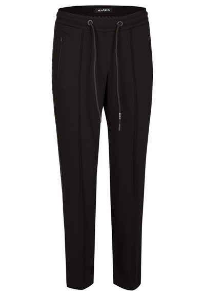 AENGELS Stoffhose Jogginghose Linn Jogger Zip Galon mit Paspeln mit Label-Applikationen