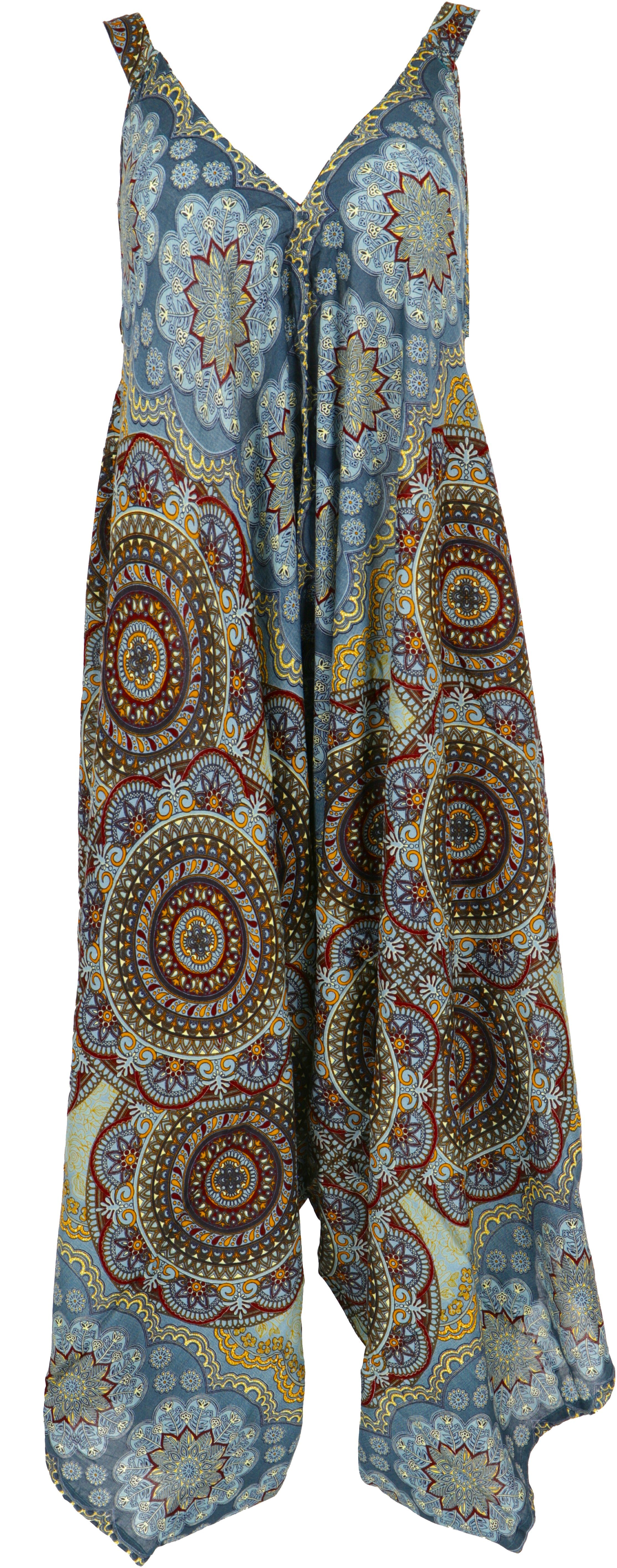 Guru-Shop Relaxhose Mandala Overall, oversize.. Bekleidung alternative türkisblau Boho Jumpsuit, Sommer