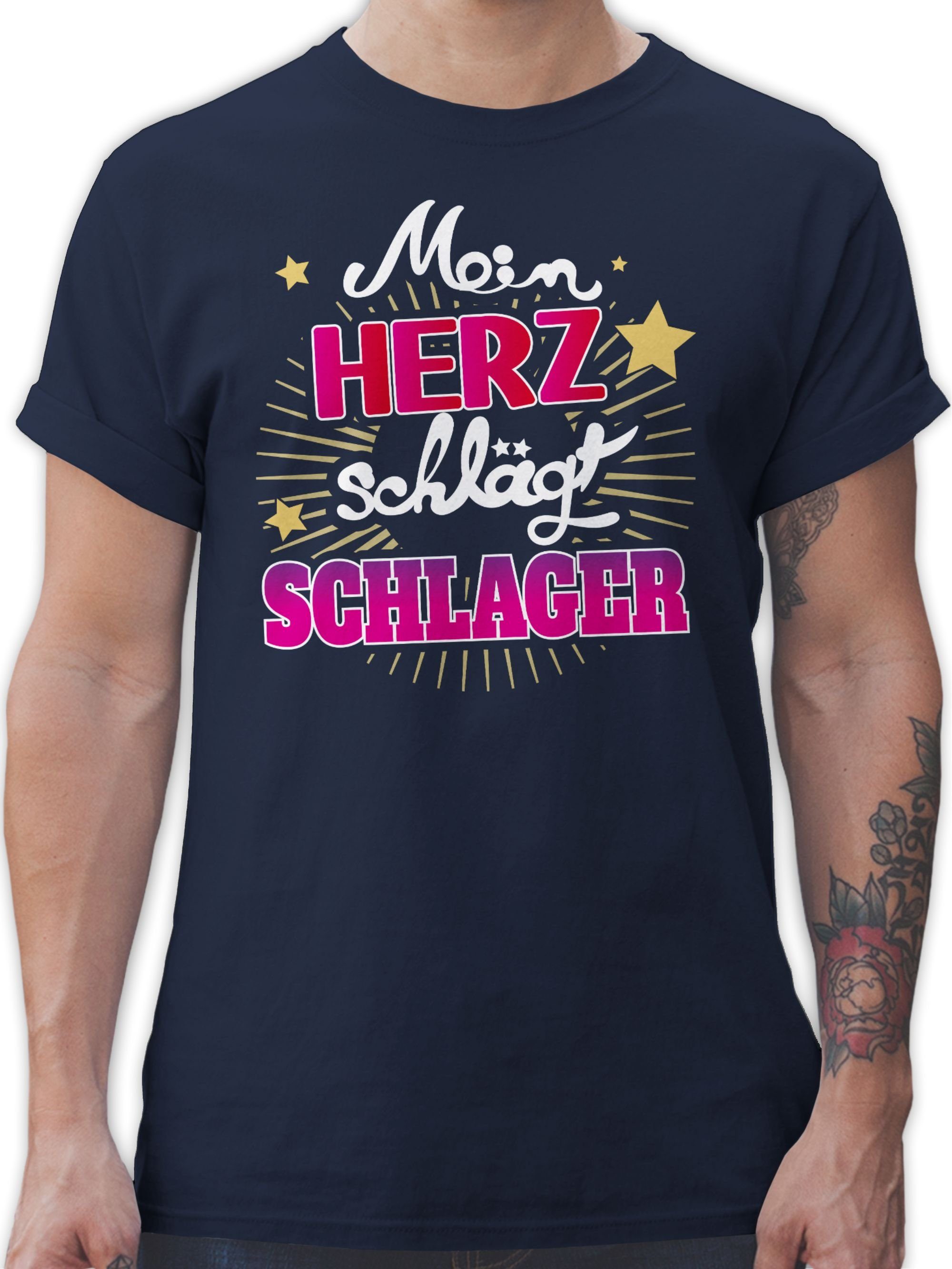 Shirtracer T-Shirt Mein Herz schlägt Schlager Schlager Party Outfit günstig online kaufen