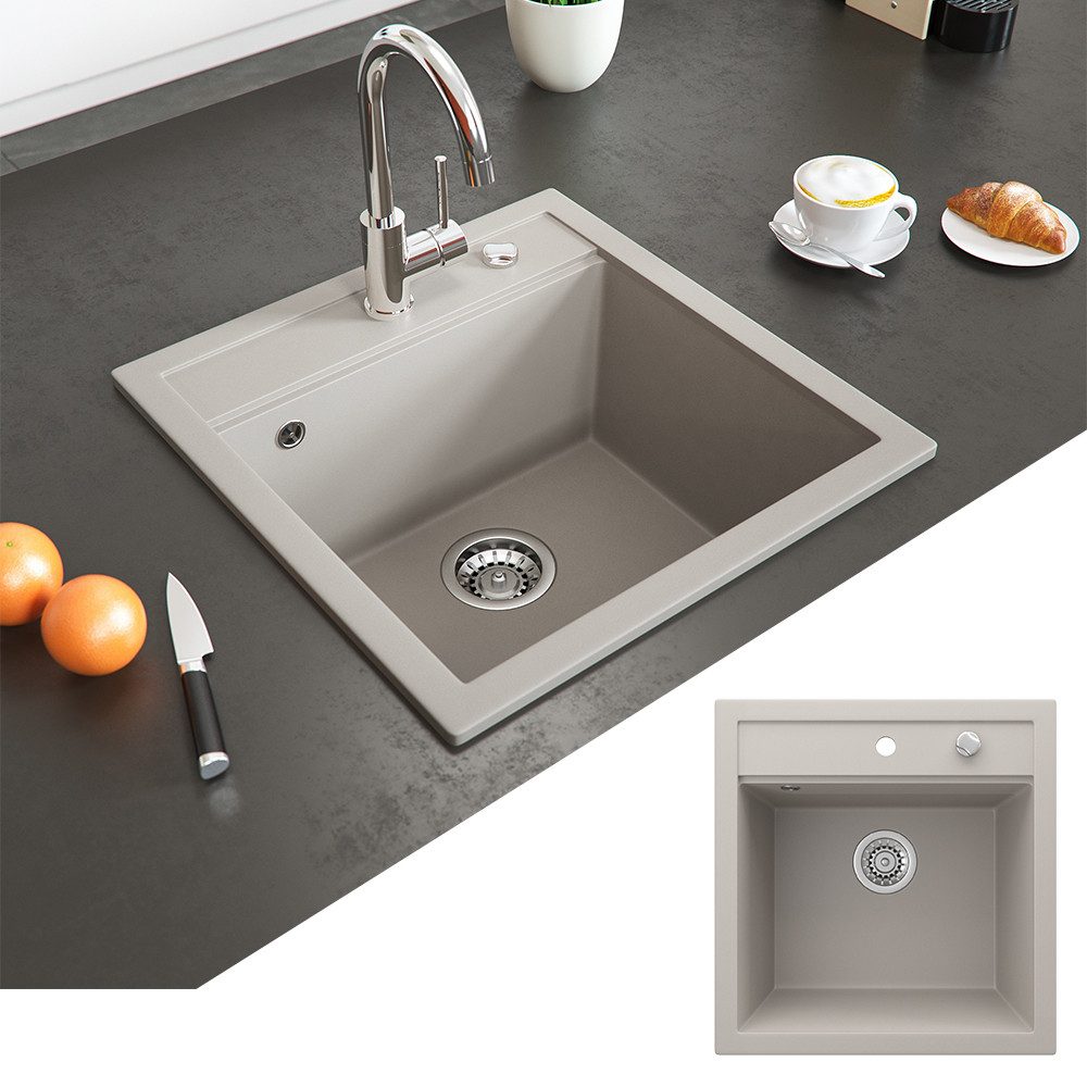 Bergstroem Granitspüle Tesa, Beige, 50 x 49 cm, Rechteckig, 49/51 cm, Resistent gegen chemische Substanzen, (1 St)