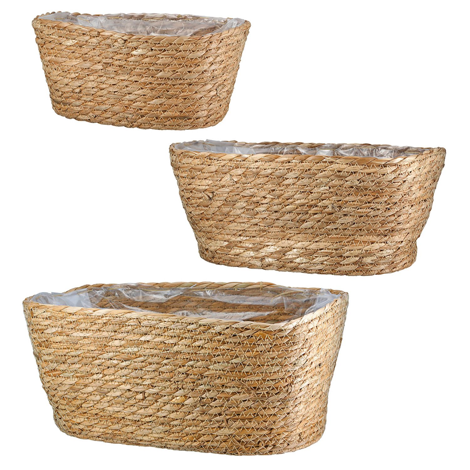 GILDE Übertopf 3er Set Übertopfe THALAS - natur - Seegras - Höhe 15,5cm x Breite 34cm (1x Übertopf, Übertöpfe - Topf für Pflanzen), Pflanzentopf - Pflanzschale - Kübel - Töpfe