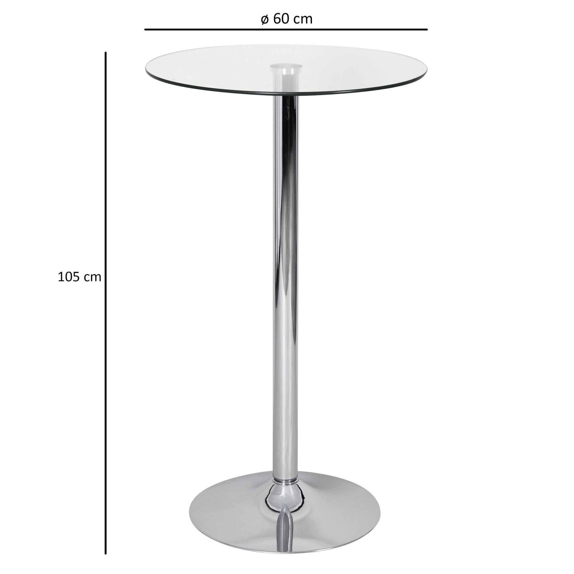 FINEBUY (Glas Stehtisch Bistrotisch Drehbar Metall FB35852 cm, Bartisch Modern, 60x60x105 Partytisch Bartisch Modern),