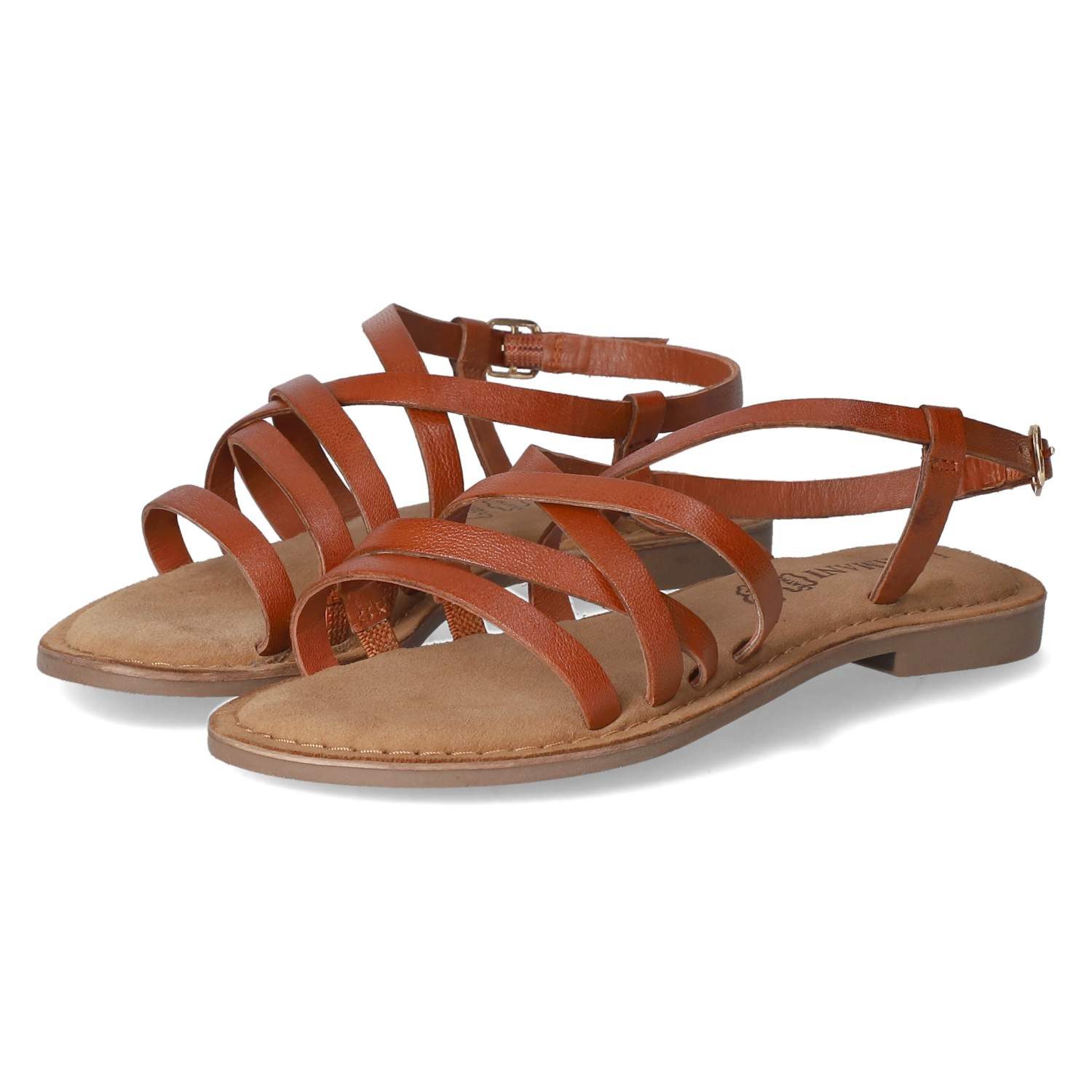 Lazamani LAZAMANI Flache Sandalen LA75914 TAN Damen Glattleder brown Sandalette