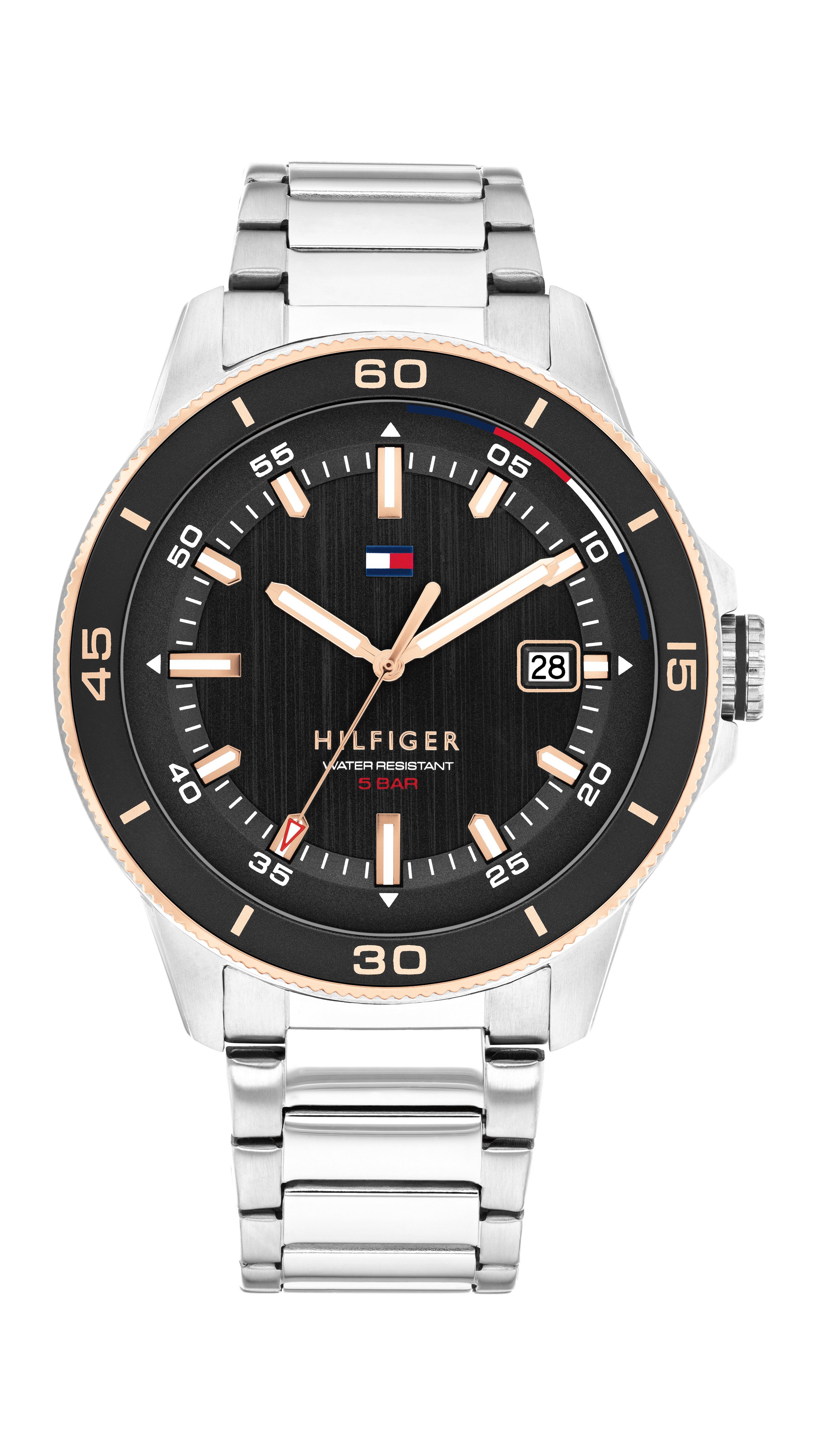 Tommy Hilfiger Quarzuhr REMY 1792228, Armbanduhr, Herrenuhr, Edelstahlarmband, analog, Tag