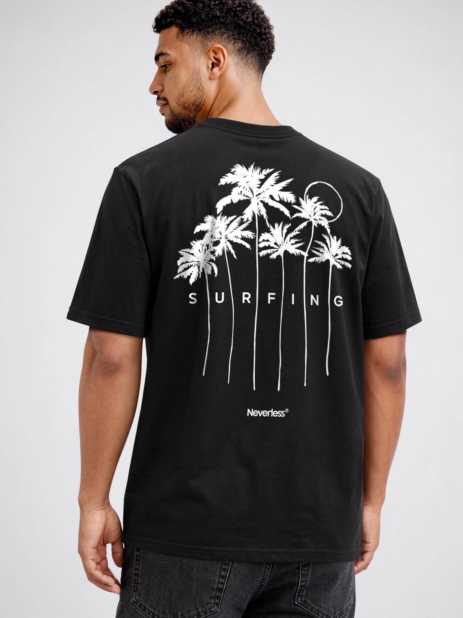 Neverless Oversize-Shirt Herren T-Shirt - Palms Surfing - Oversized Relaxed Fit Sommer Fashion mit Print