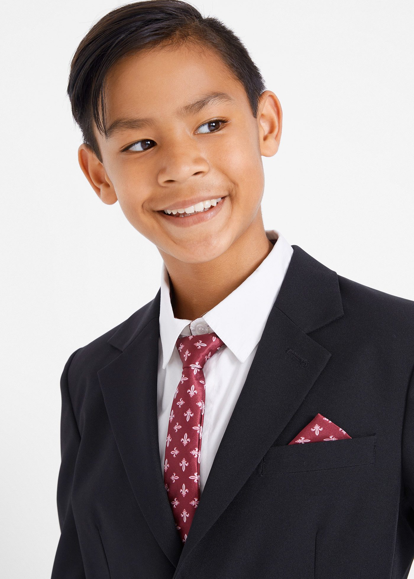 bonprix Anzug (Set, 4-tlg) bestehend aus Hose mit verstellbarem Bund, Hemd, Sakko und Krawatte