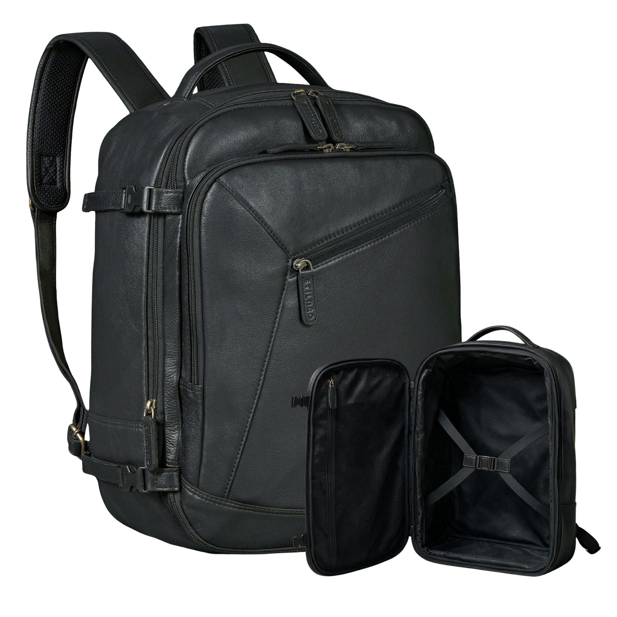 STILORD Notebook-Rucksack "Davido" Echtleder Reiserucksack Herren 40x30x20, 30L erweiterbar