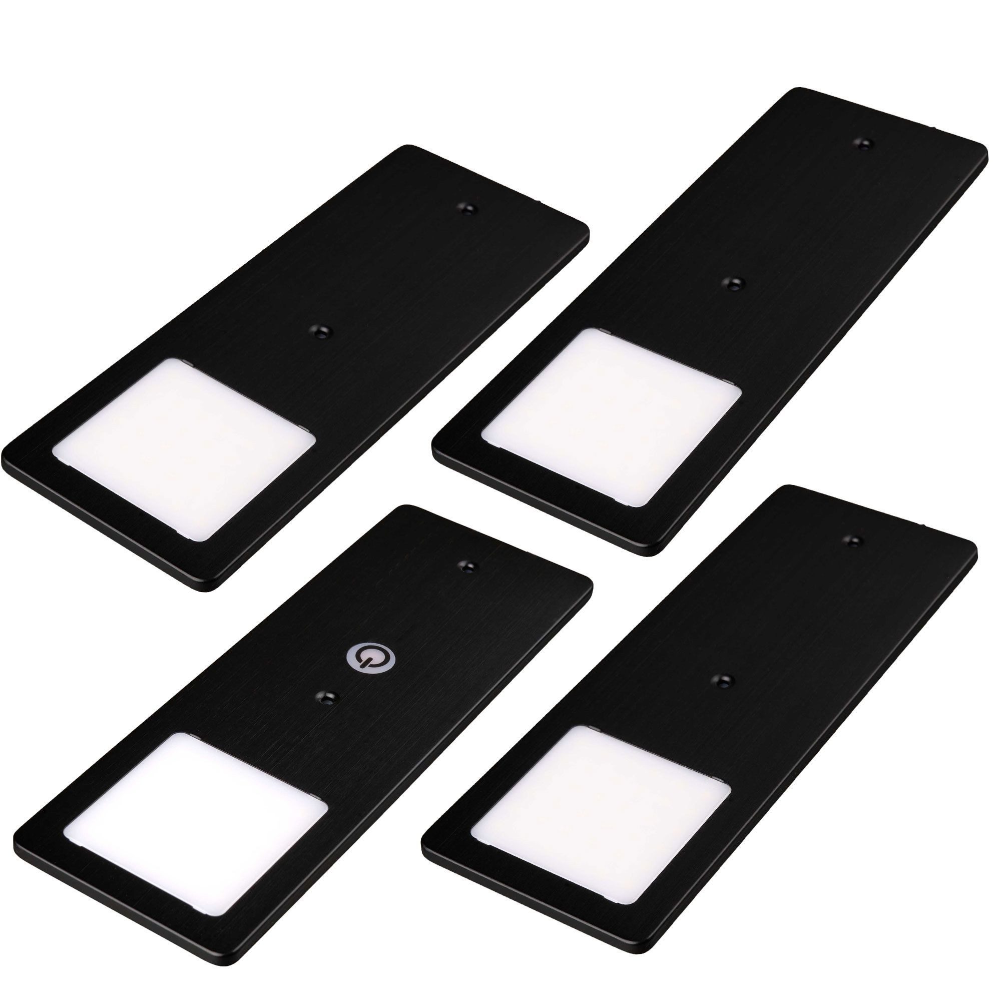 kalb LED Unterbauleuchte schwarz 5W- sehr flache Küchenleuchte mit Touch-Dimmfunktion, 4er Set warmweiß, warmweiss
