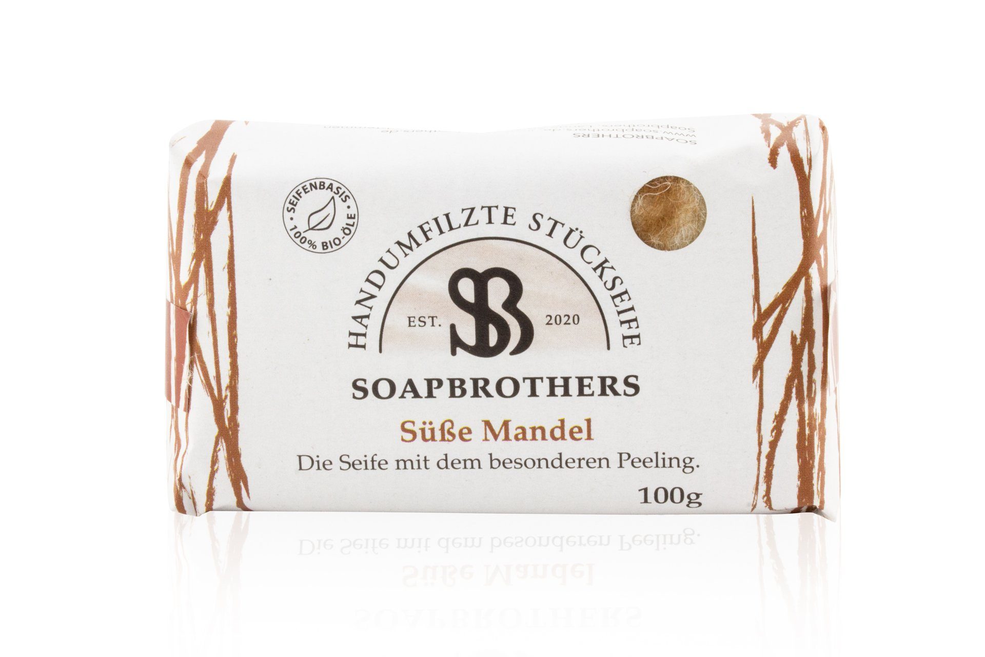 Soapbrothers Handseife Naturkosmetik, Bio-Seife, Handseife in 8 Duftsorten mit Peeling-Effekt, 1-tlg., Filzseife, Naturkosmetik Braun