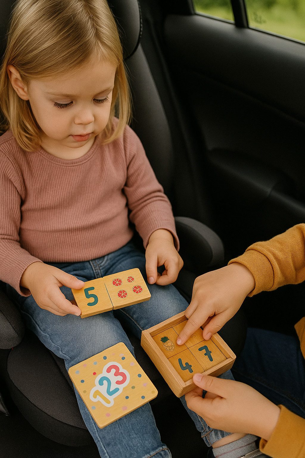 Playland Lernspielzeug Holz Lernspiel Set – Zahlen, Domino (Set, 1-St., Geschenk-Set), Lernspiele aus Holz: Zahlen, Uhrzeit & Tangram, ab 2/3 Jahren