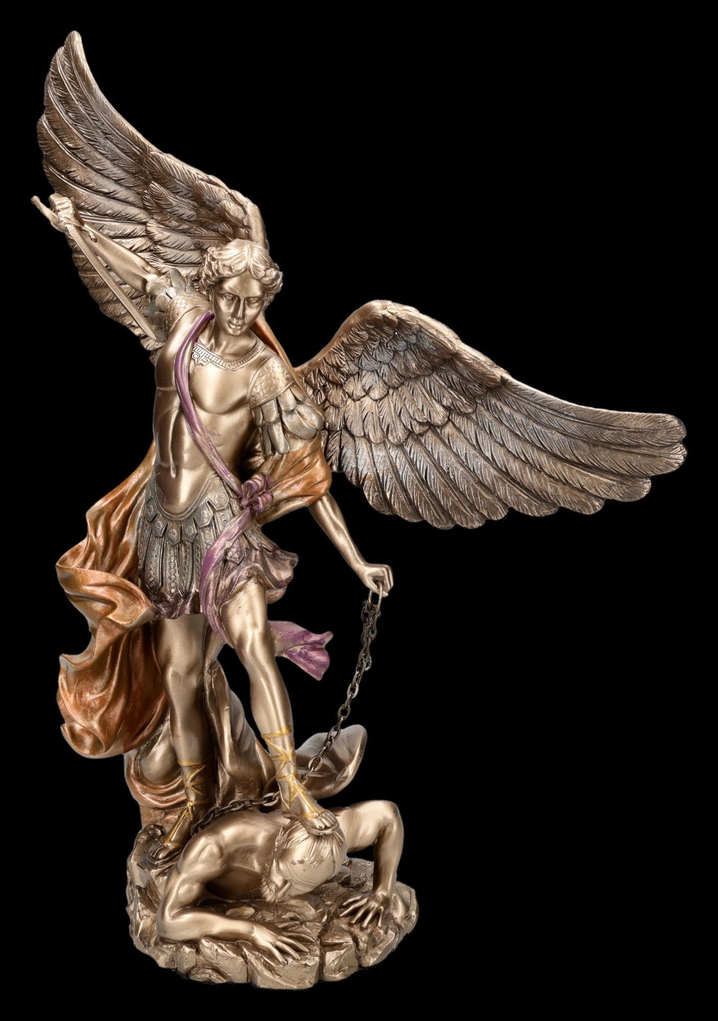 Figuren Shop GmbH Dekofigur Erzengel Michael Statue – bronzierte Engelsfigur Sammlerfigur 37 cm