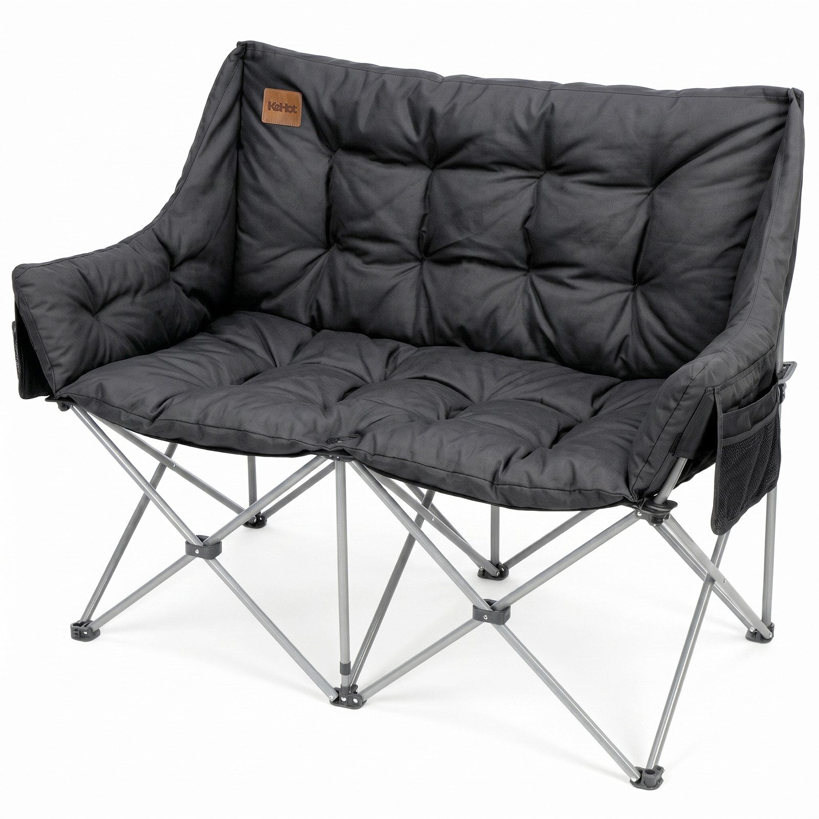 kehot Campingstuhl Faltbarer 2-Sitzer Campingstuhl mit 6 cm Polsterung, 127×94×60 cm (Doppelsitz Outdoor Sofa bis 240kg belastbar, Campingklappstuhl), Klappstuhl mit Oxford-Gewebe,Tragetasche, für Camping Garten Balkon