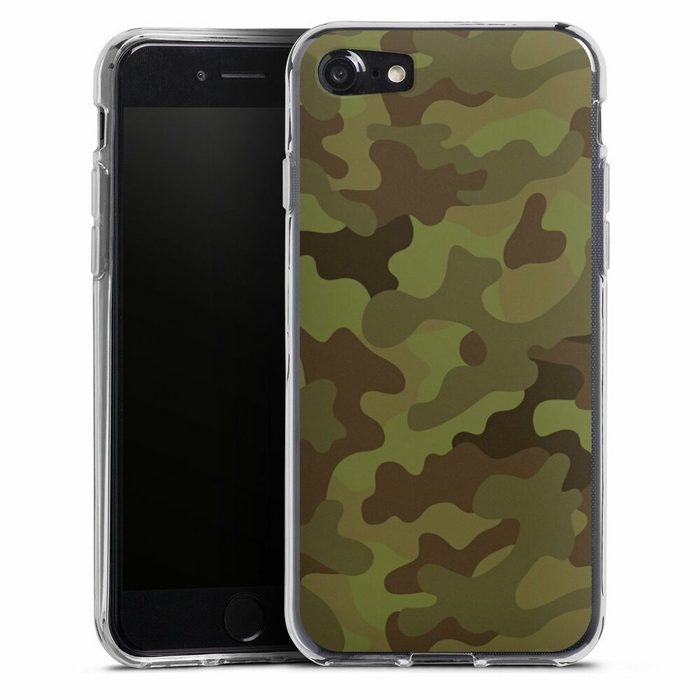 DeinDesign Handyhülle Camouflage Tarnmuster Black & Bold Military Denim Camo Apple iPhone SE (2022) Silikon Hülle Bumper Case Handy Schutzhülle