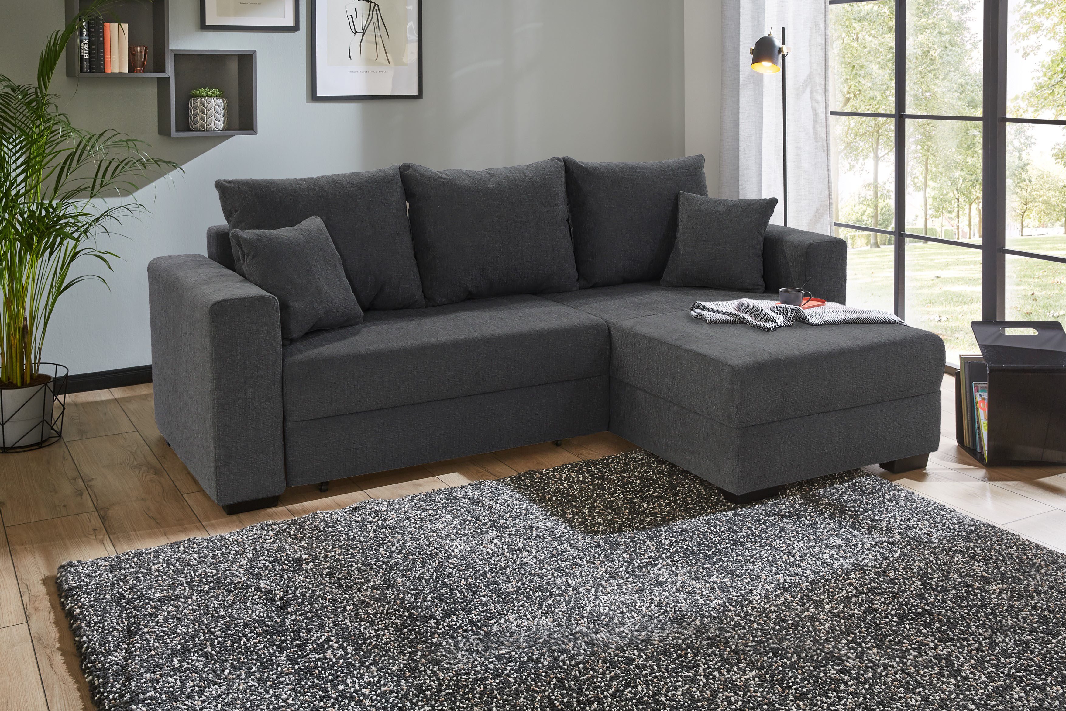 Jockenhöfer Gruppe Ecksofa Ecksofa Elmau, Größe Ottomane: L, B:235cm, optional mit Topper, mit Schlaffunktion, Bettkasten & 2 Zierkissen