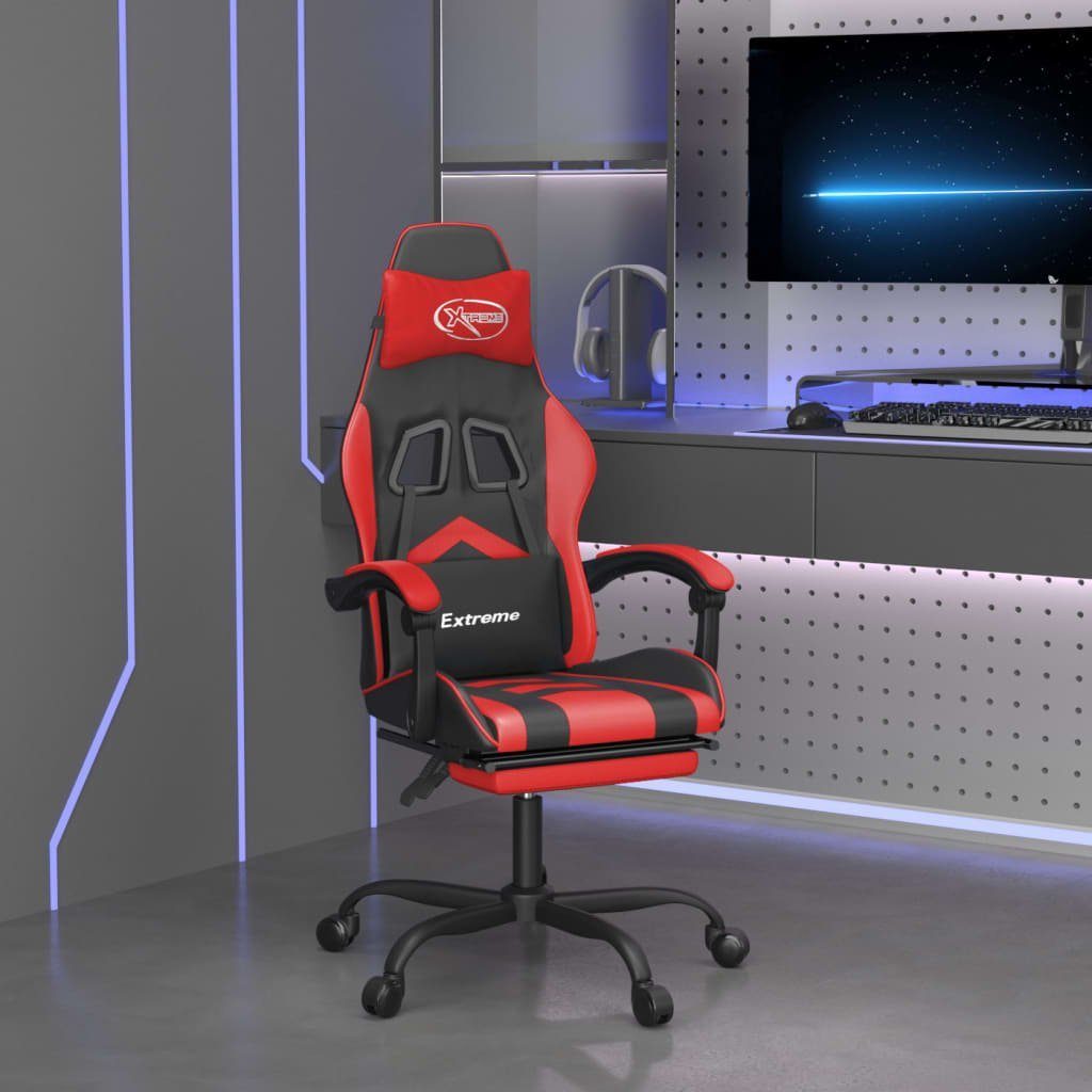 furnicato Gaming-Stuhl mit Fußstütze Drehbar Schwarz & Rot Kunstleder (1 St)