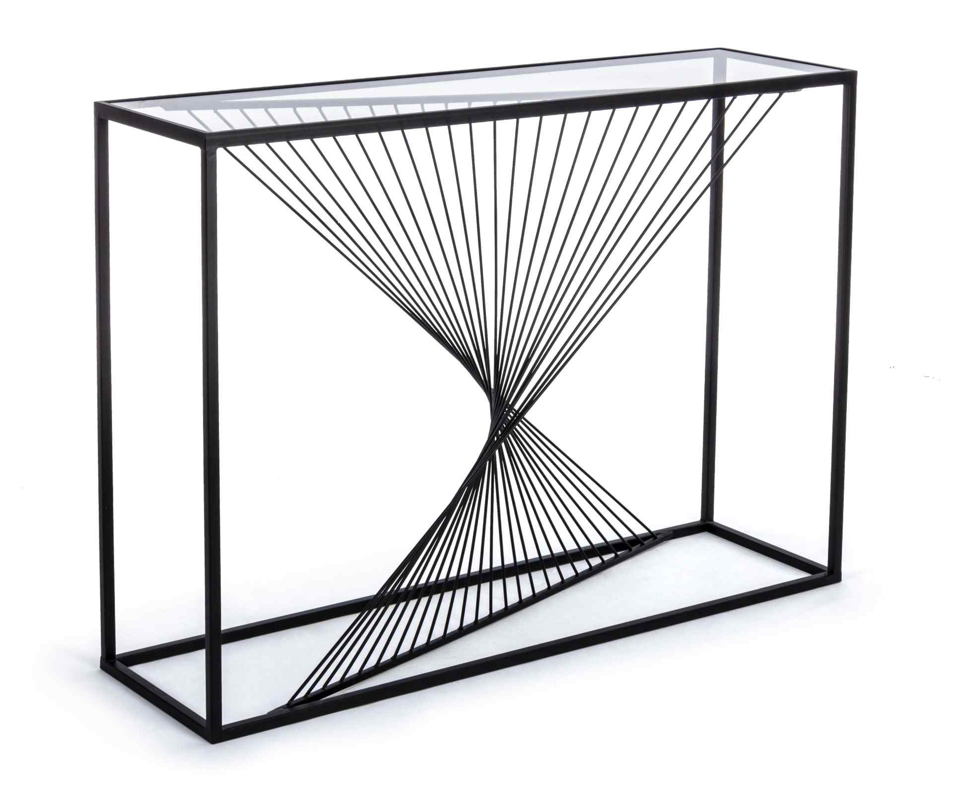 Bizzotto Konsole Espiral mit Glasplatte, 107 cm, Mit gehärtetem Sicherheitsglas