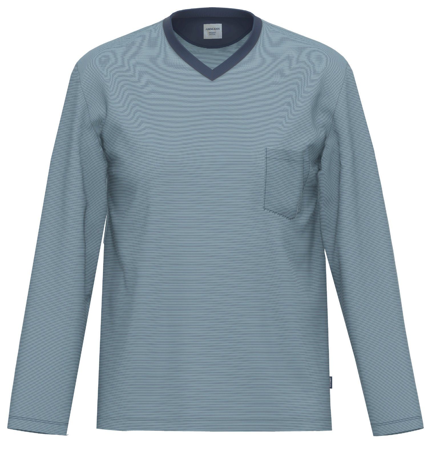 Ammann Pyjamaoberteil Herren Schlafanzugshirt Langarm (1-tlg) Mix und Match, Baumwolle