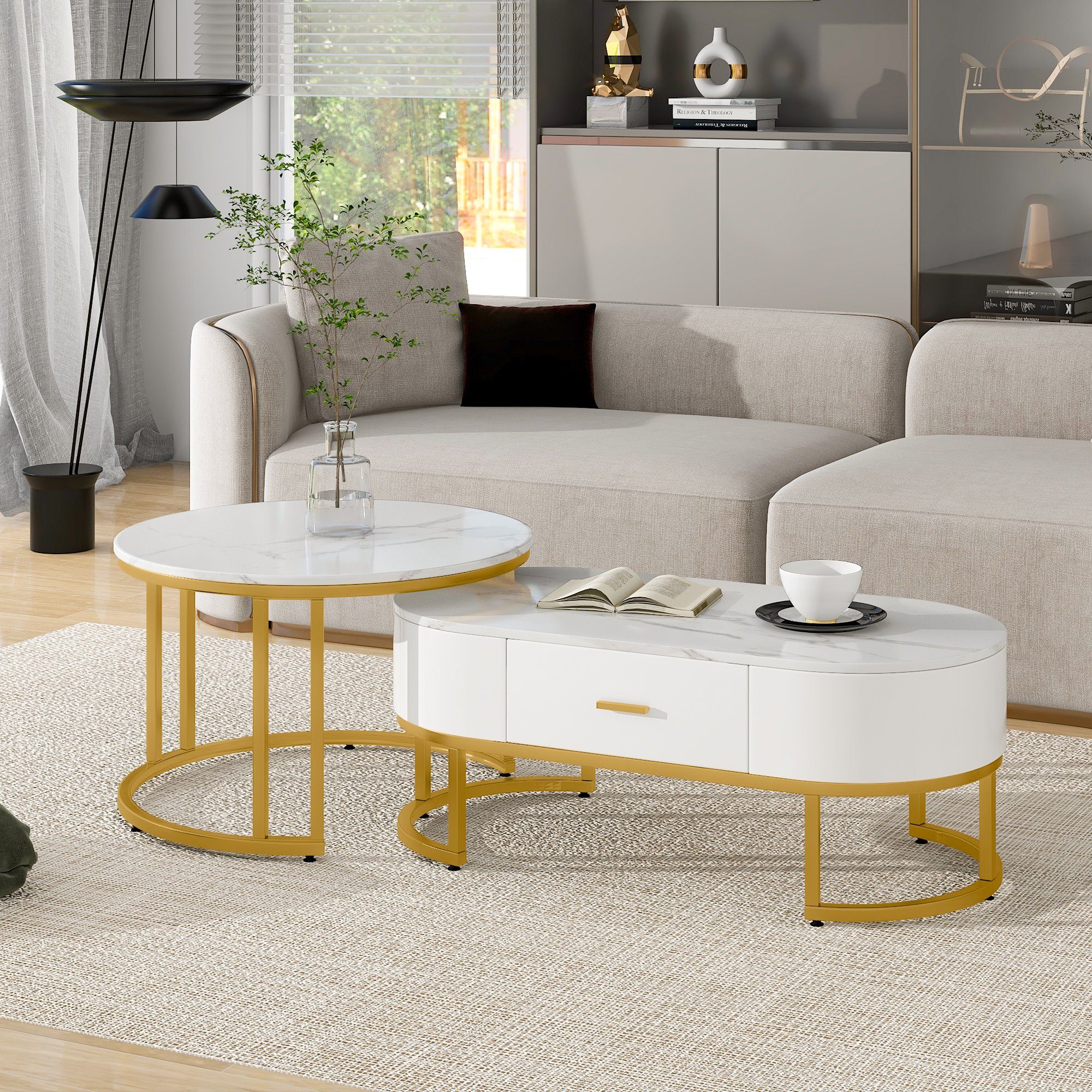 BlingBin Couchtisch Wohnzimmertische, Moderne Satztische (2-St., Verstellba günstig online kaufen
