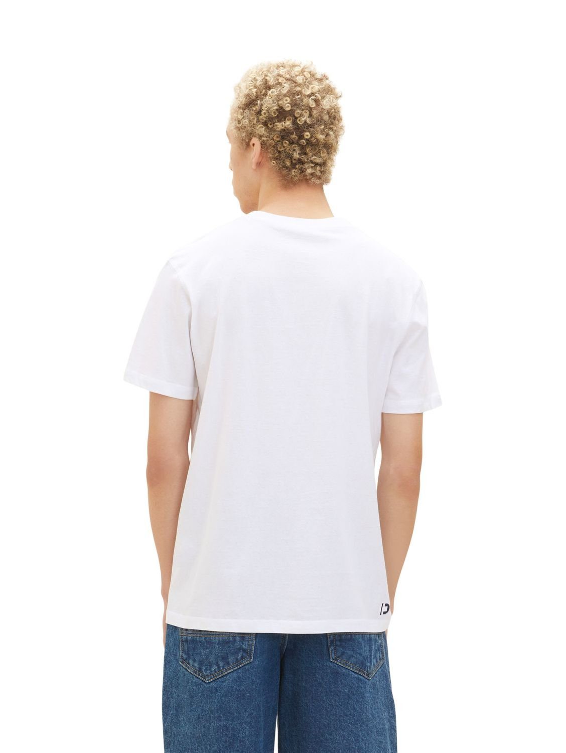 Denim TAILOR 20000 aus (1-tlg) PRINTED T-Shirt SIDE White TOM Baumwolle