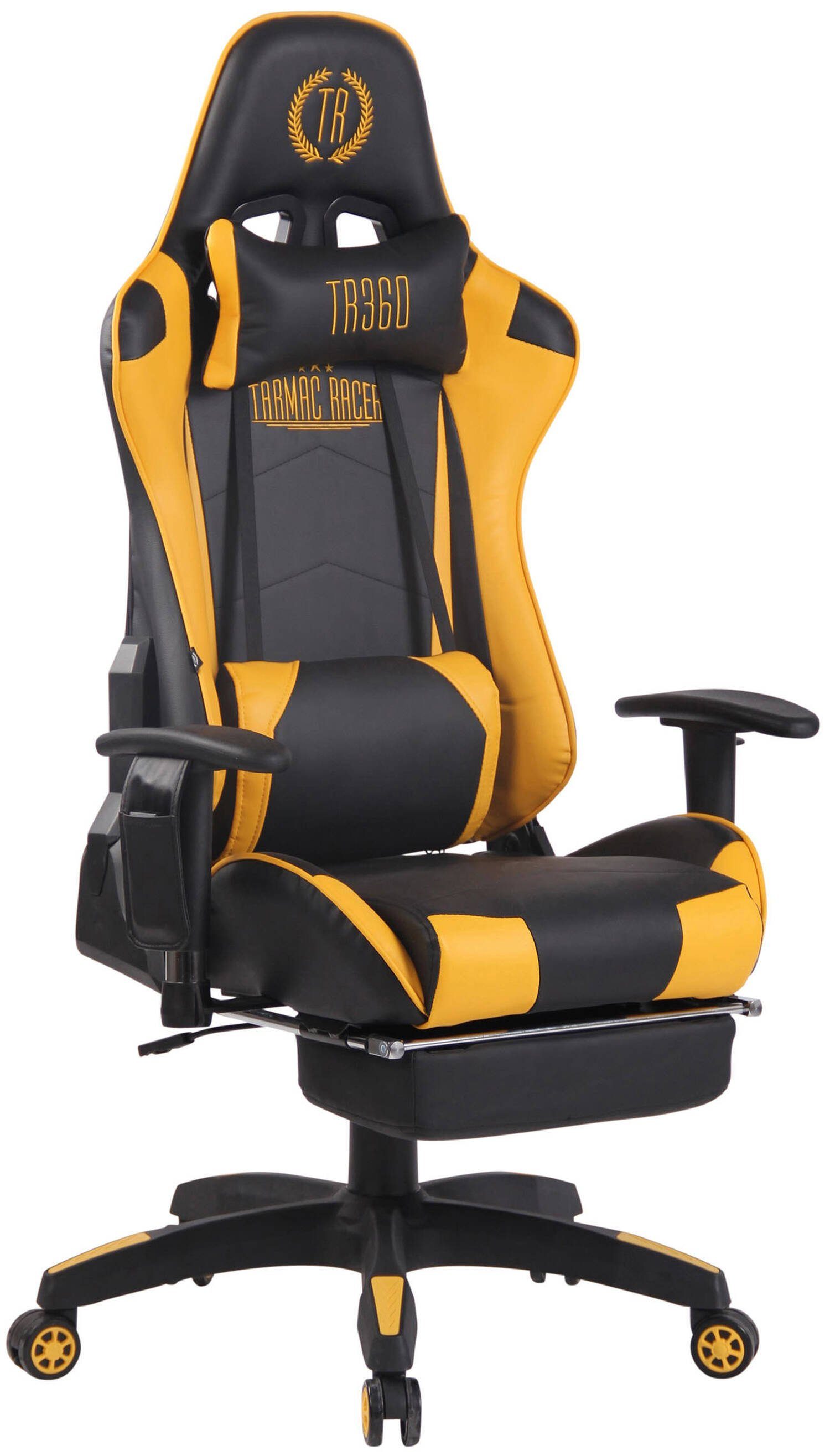 TPFLiving Gaming-Stuhl Turbine Kunstleder mit höhenverstellbar - Sitz: Drehstuhl, schwarz/gelb 360° Racingstuhl, schwarz Kunststoff drehbar Rückenlehne Chefsessel), - (Schreibtischstuhl, Gamingstuhl, und bequemer Gestell