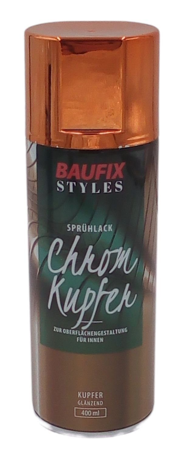 Baufix Vollton- und Abtönfarbe Baufix Chrom Effektlack Lackspray 400ml Farbspray Sprühdose Lack Spray kupfer