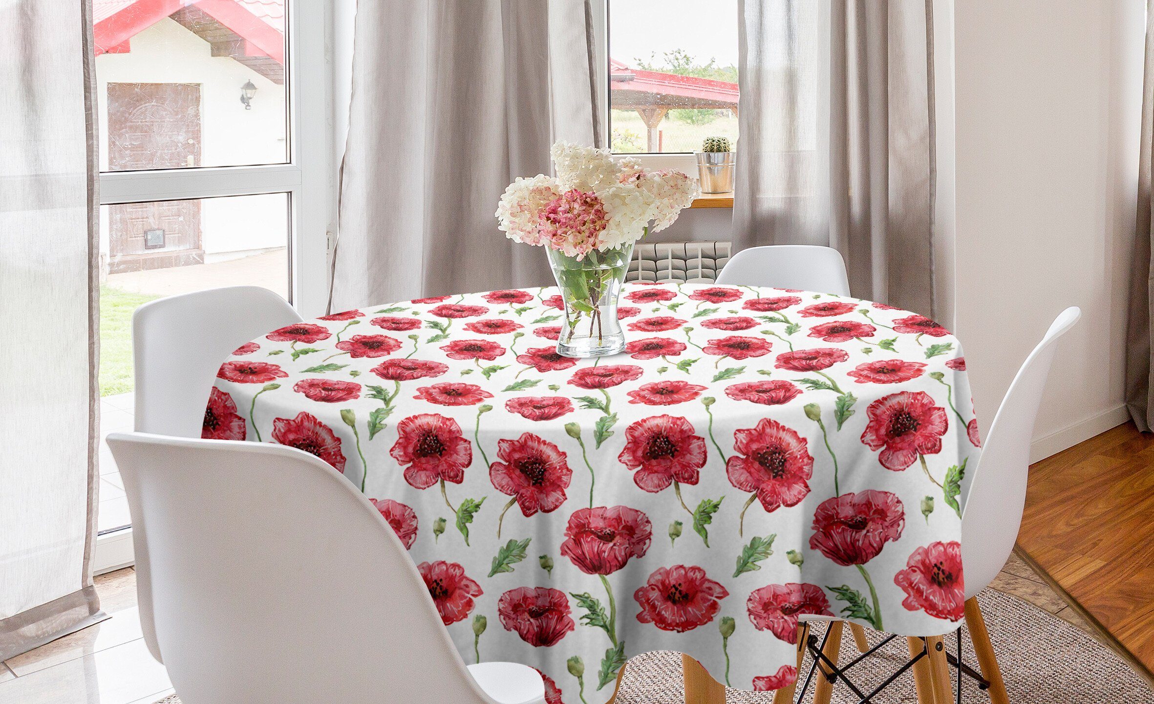 Aquarelle Tischdecke Kreis Abdeckung Tischdecke Dekoration, Blossom Zier Mohn Abakuhaus Esszimmer Küche für