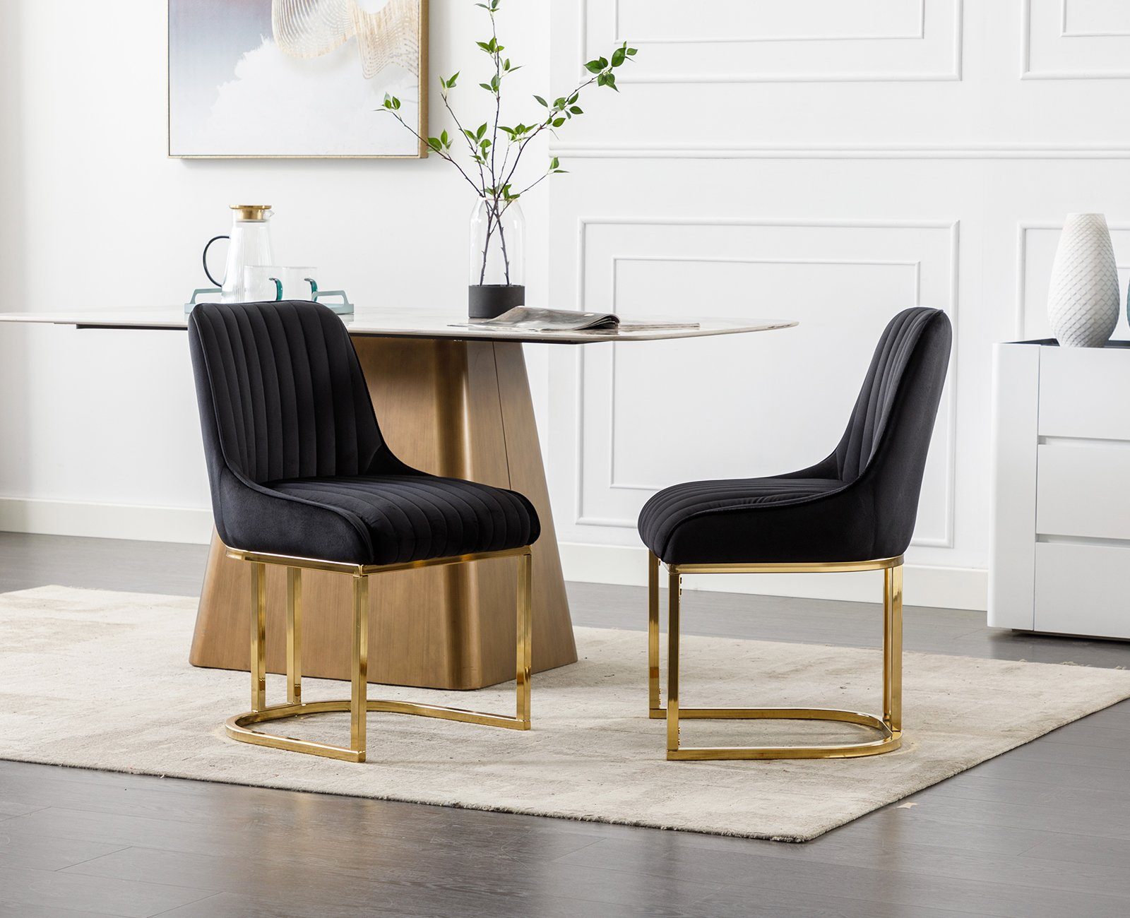WAHSON OFFICE CHAIRS Esszimmerstuhl 2er Set Küchenstuhl mit goldene Stuhlbeine – Bild 4 von 5