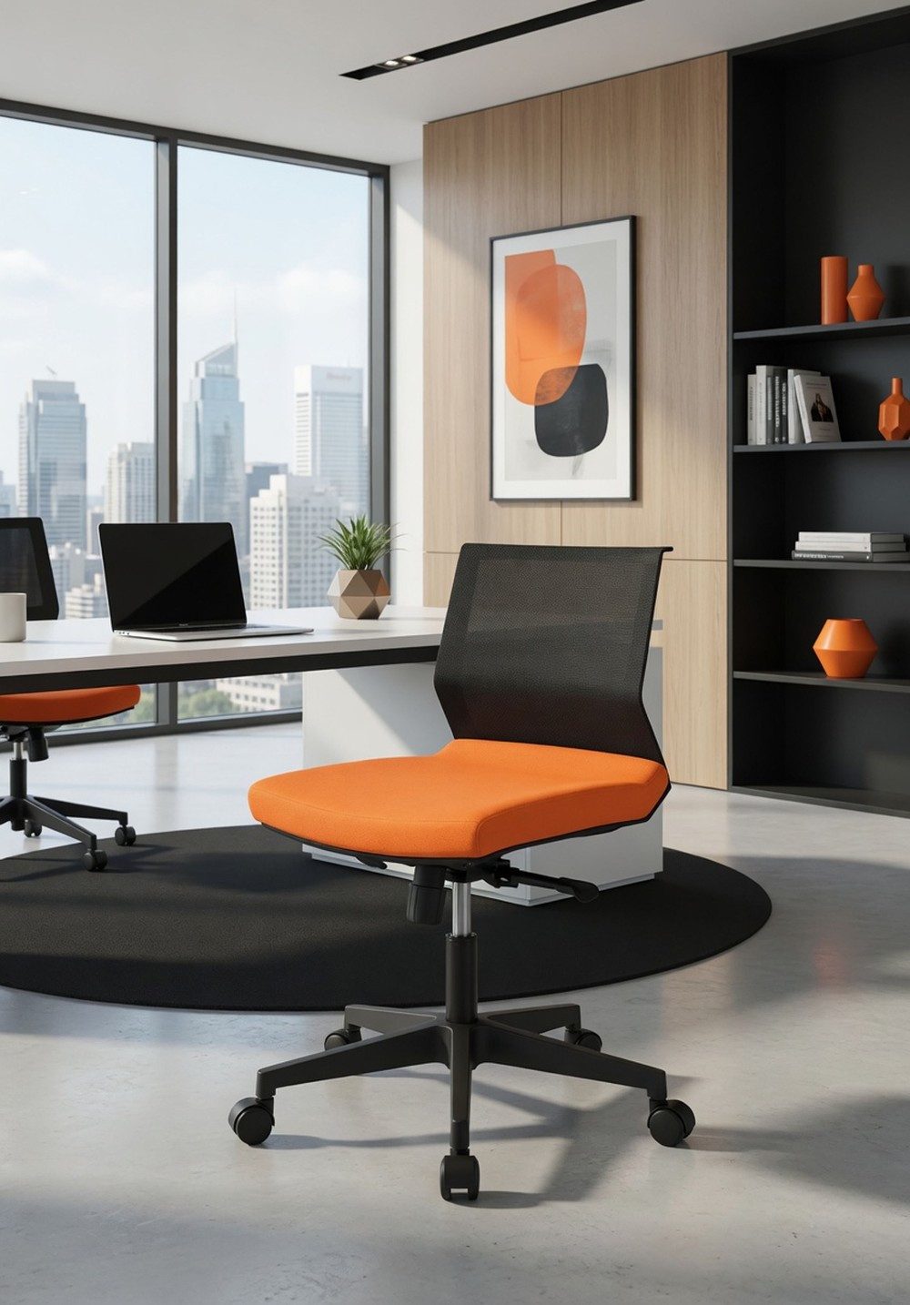 JVmoebel Bürostuhl Bürosessel orange mit ergonomischer Rückenlehne und stabilem Gestell, Made in Europa