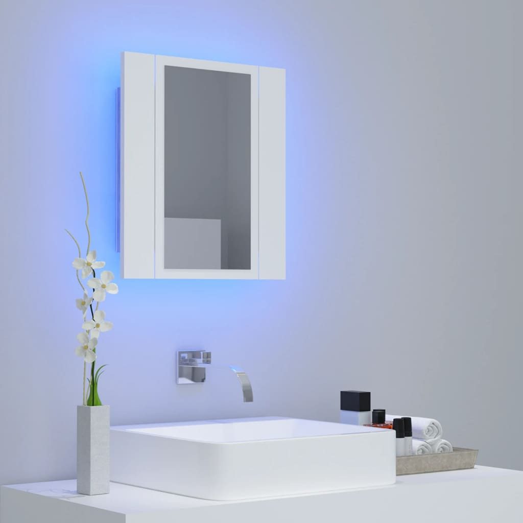 vidaXL Spiegelschrank NA LED Bad Spiegelschrank Weiß 40x12x45 cm Badezimmer LED-Beleuchtung