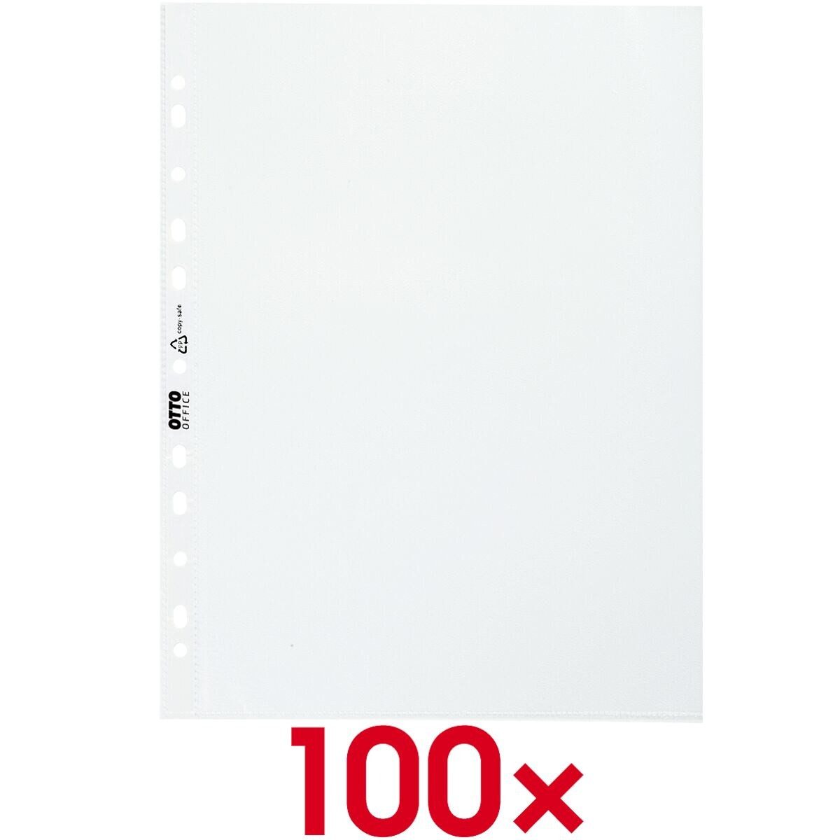 Otto Office Prospekthülle Standard, 100 Stück, genarbt, Format A4, Multilochung, Öffnung oben