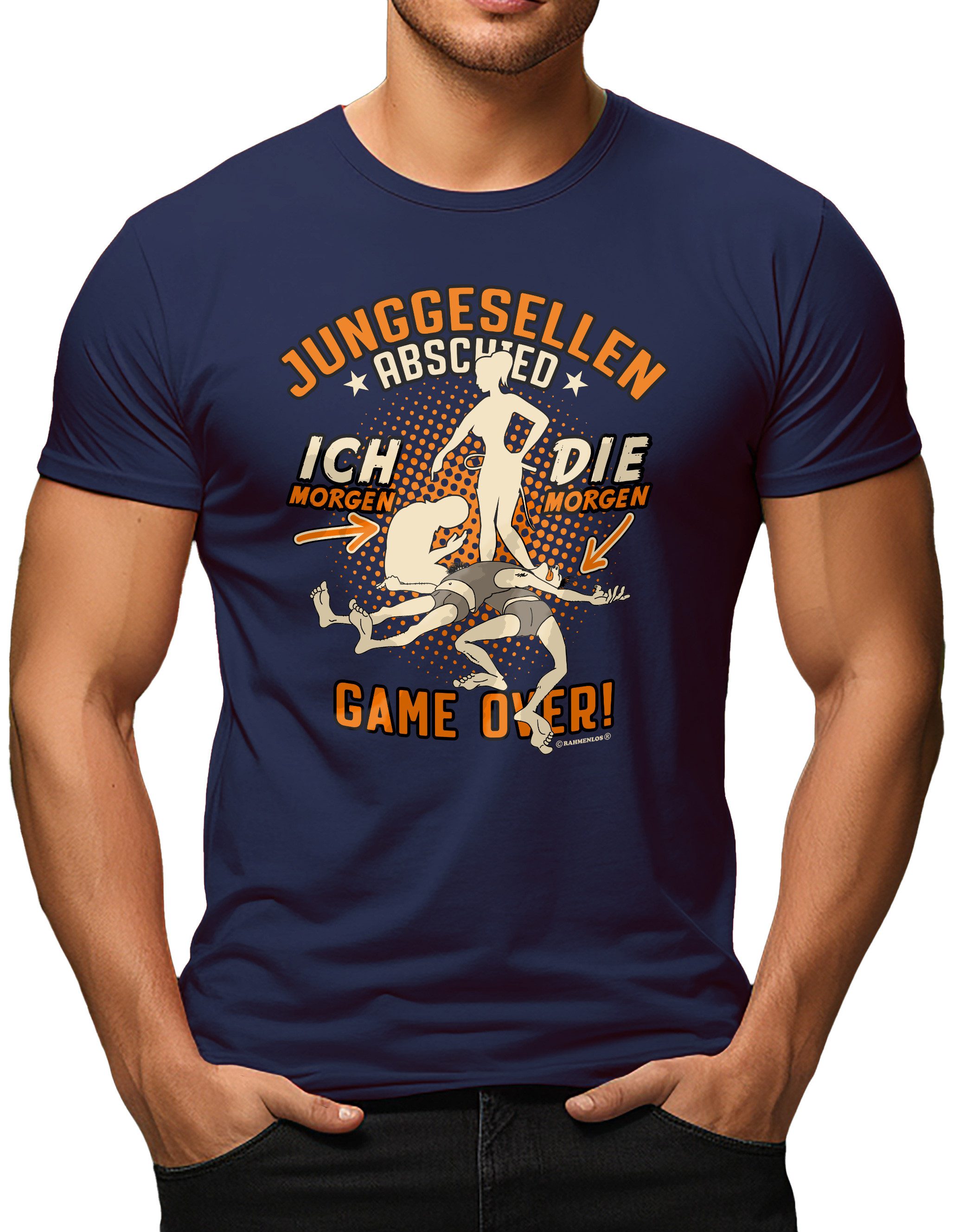 RAHMENLOS® T-Shirt zum Junggesellen Abschied für den Bräutigam: Game Over!