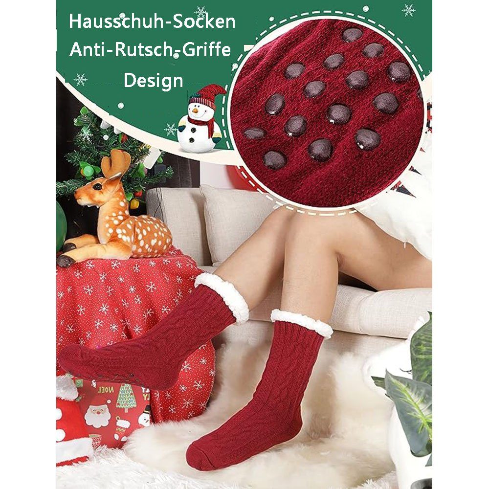 Juoungle Thermosocken Kuschelsocken Weihnachtssocken Thermosocken Socken Dicke Rot