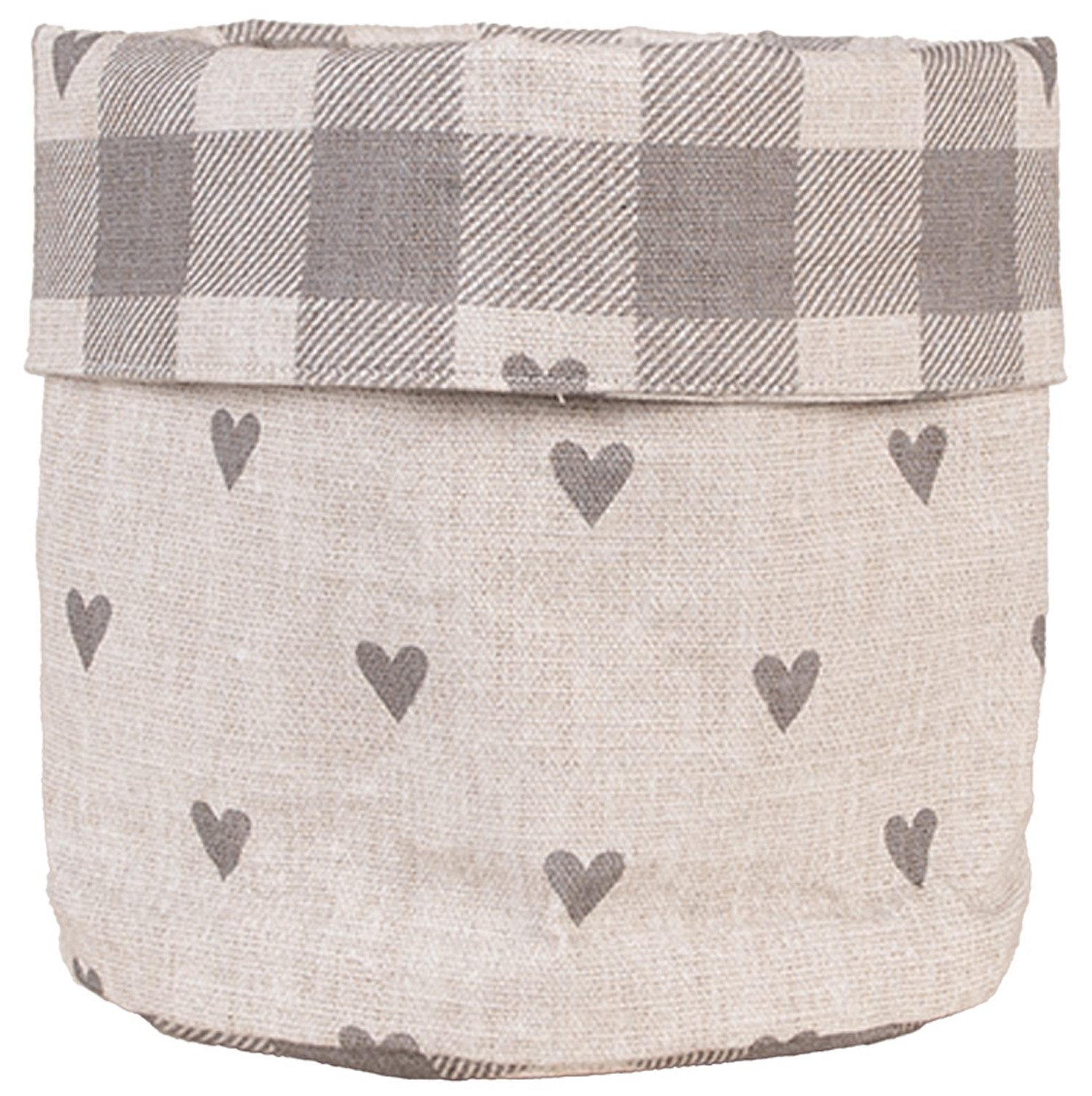 Clayre & Eef Brotkorb Love it, Baumwolle, (1-tlg., 1-teilig), rundes Brotkörbchen Brotkorb ca. Ø 15x16cm Baumwolle