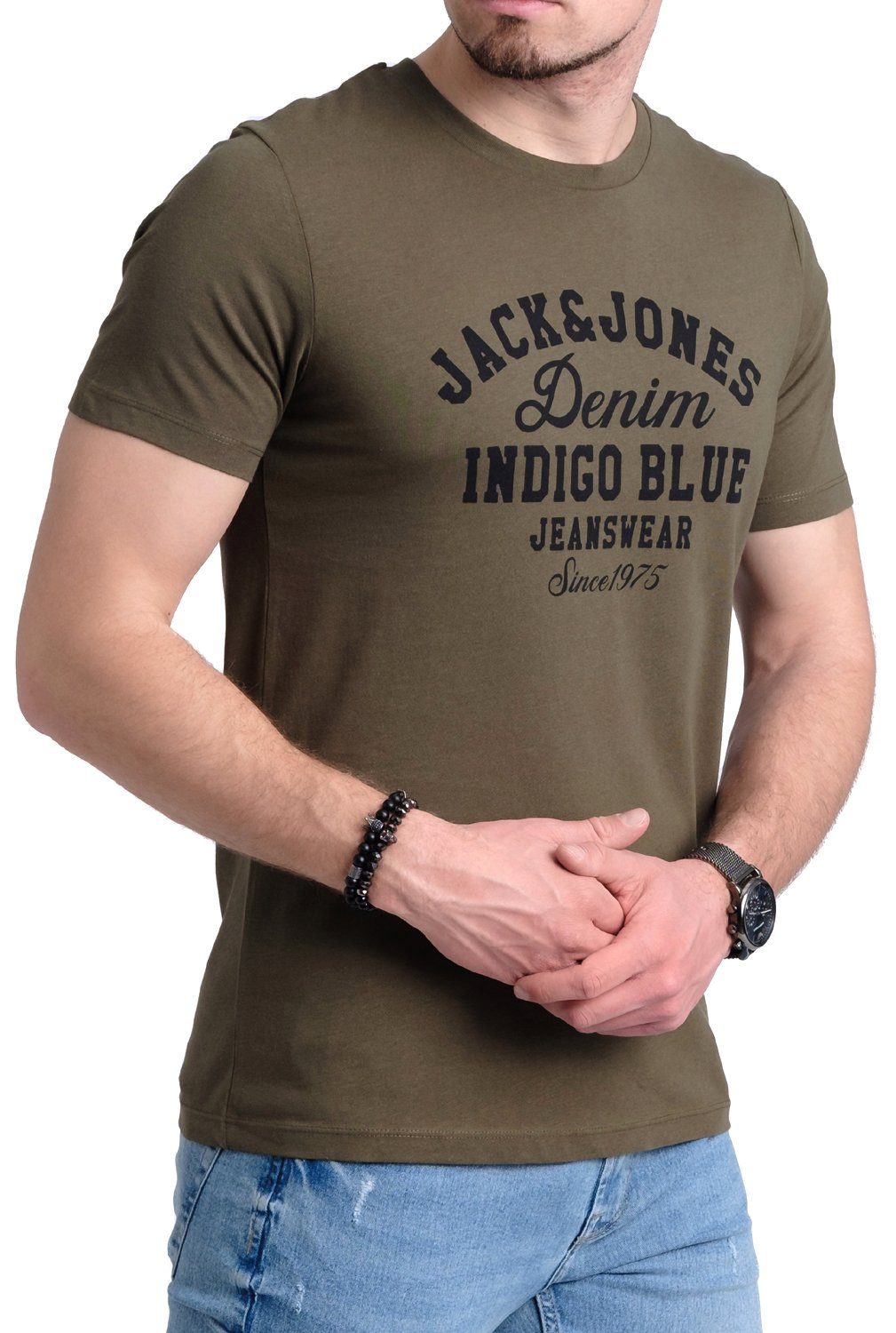 Jack & Aufdruck T-Shirt Print-Shirt OPT12 aus mit Baumwolle Jones