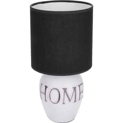 BRUBAKER Nachttischlampe Home Tischlampe, Heimat Deko Nachttischlampen 1x oder 2er Set, ohne Leuchtmittel, Tischleuchten mit Keramikfuß und Stoffschirm - Höhe 32,5 cm - zu Hause