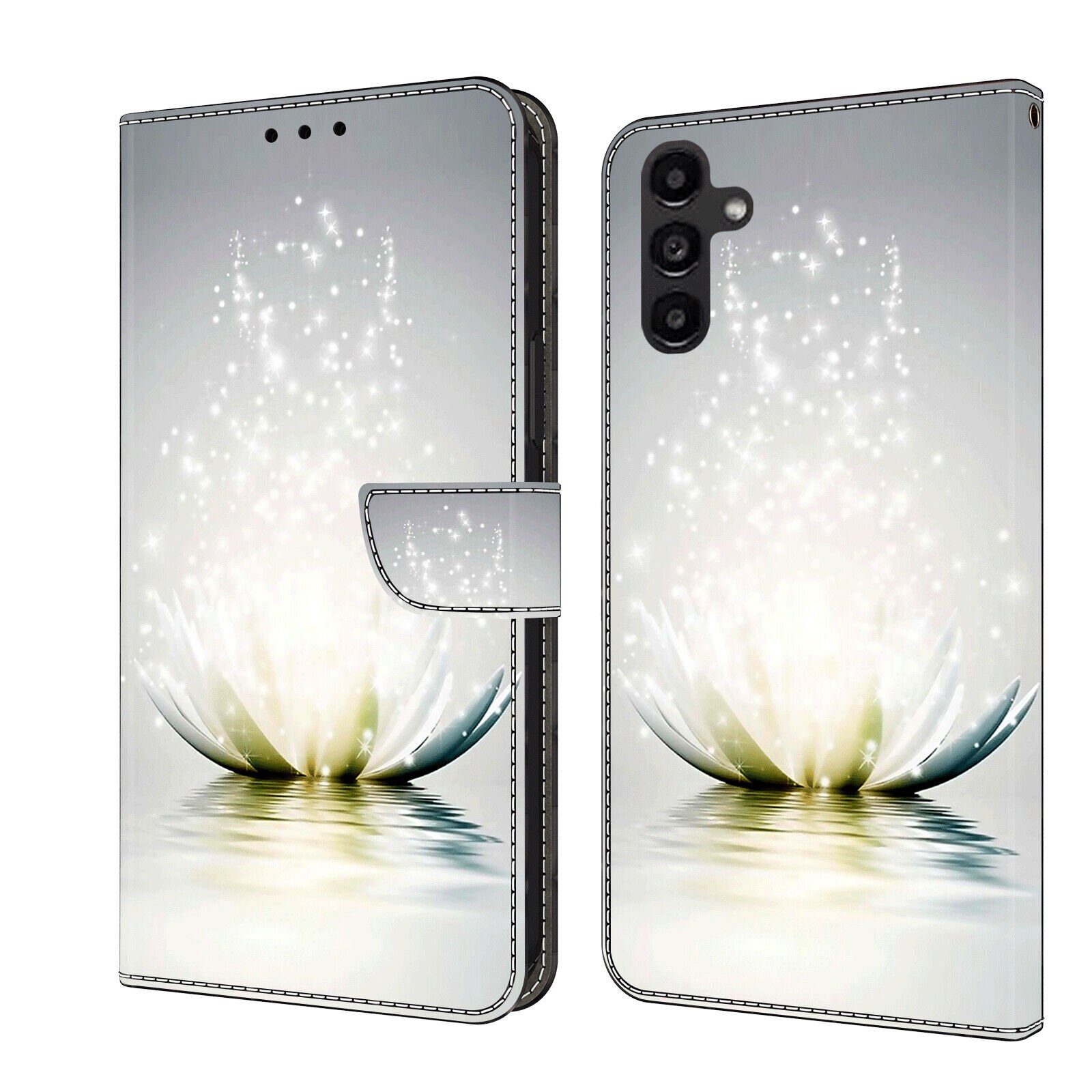 CLM-Tech Handytasche für Samsung Galaxy A16 / A17 5G Hülle aus Kunstleder Klapphülle (Lotus Lampe, Handyhülle mit Standfunktion - Wallet Flip Case inklusive Kartenfächer), Cover mit Magnetverschluss