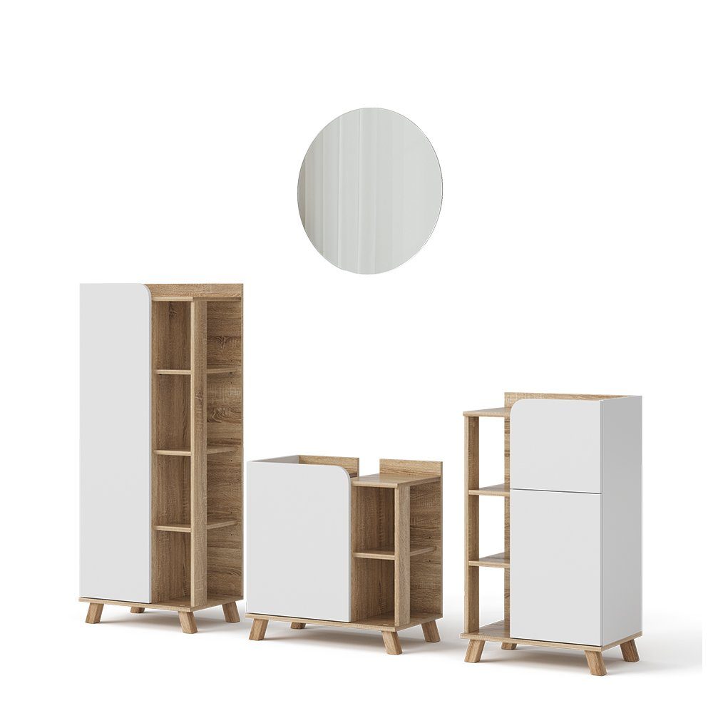 Badmöbel-Set Karen, Sonoma/Weiß, 4 Teile